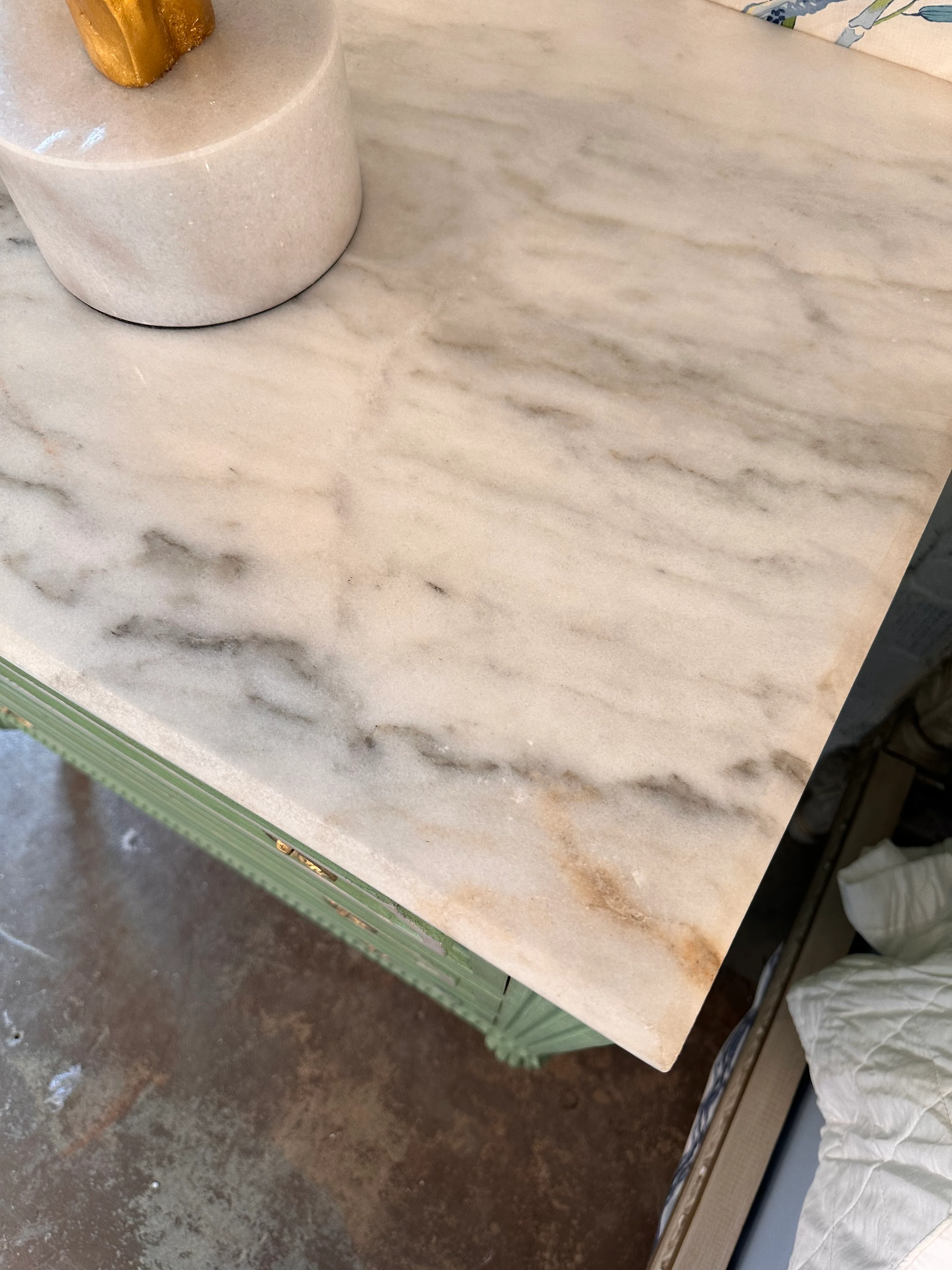 Swedish Green & Pink Trim Marble Top Chest - Image 4
