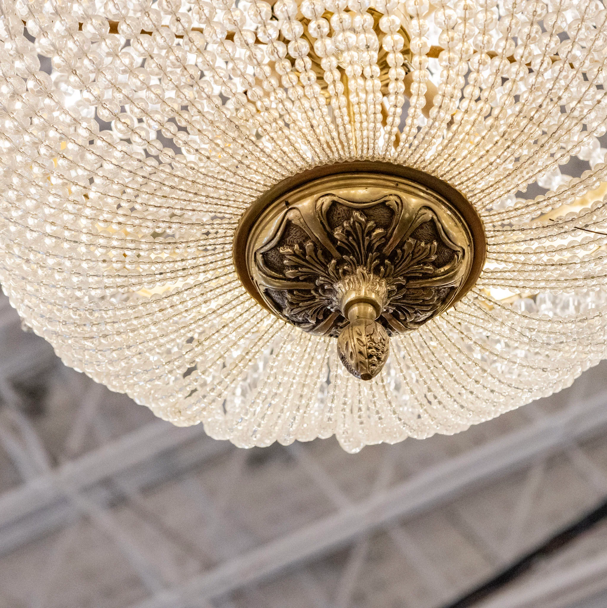 Classic French Empire Basket Brass Chandelier – Beaded Crystal & Ornate Frame - Image 6