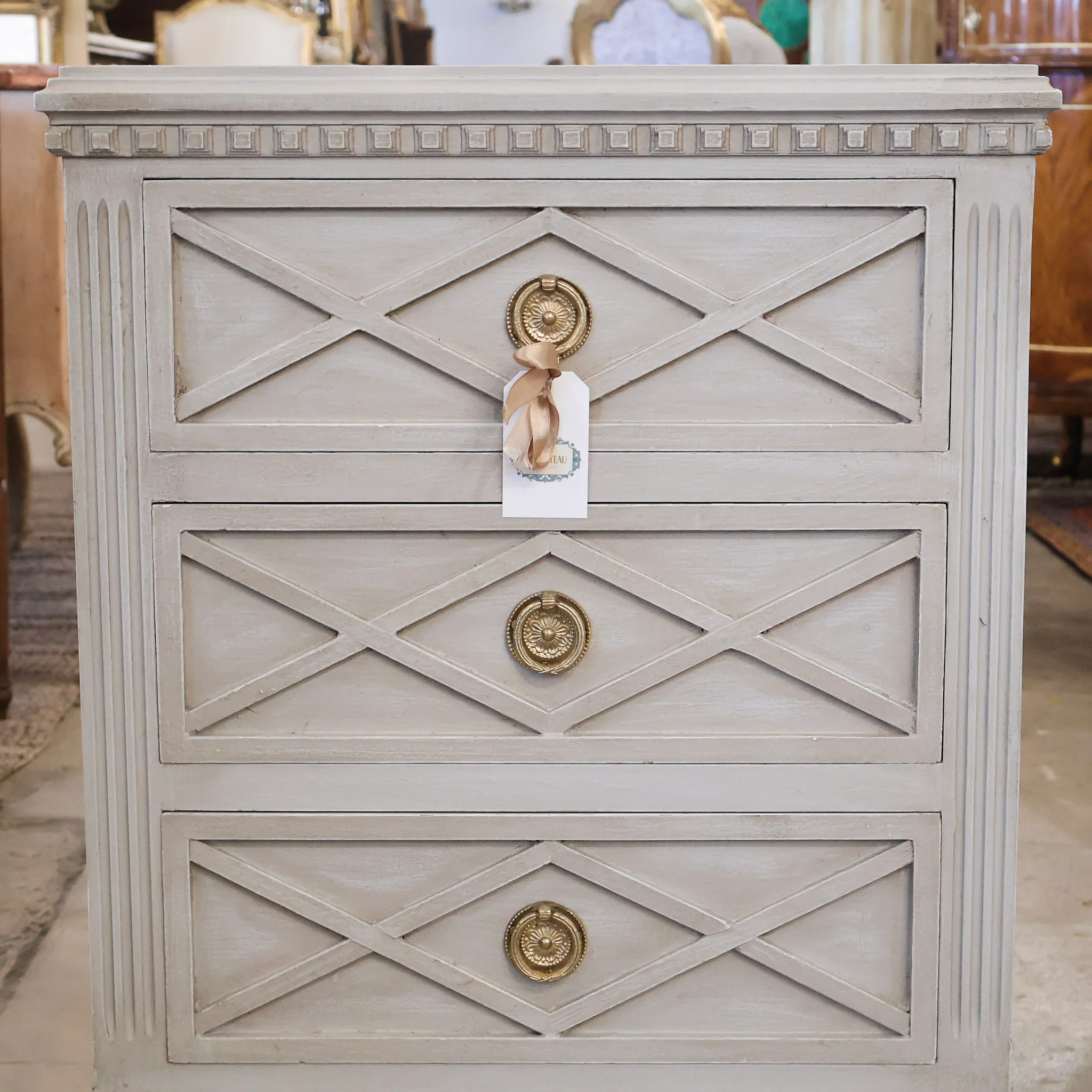Diamond Front Antique Swedish Nightstand - Image 3