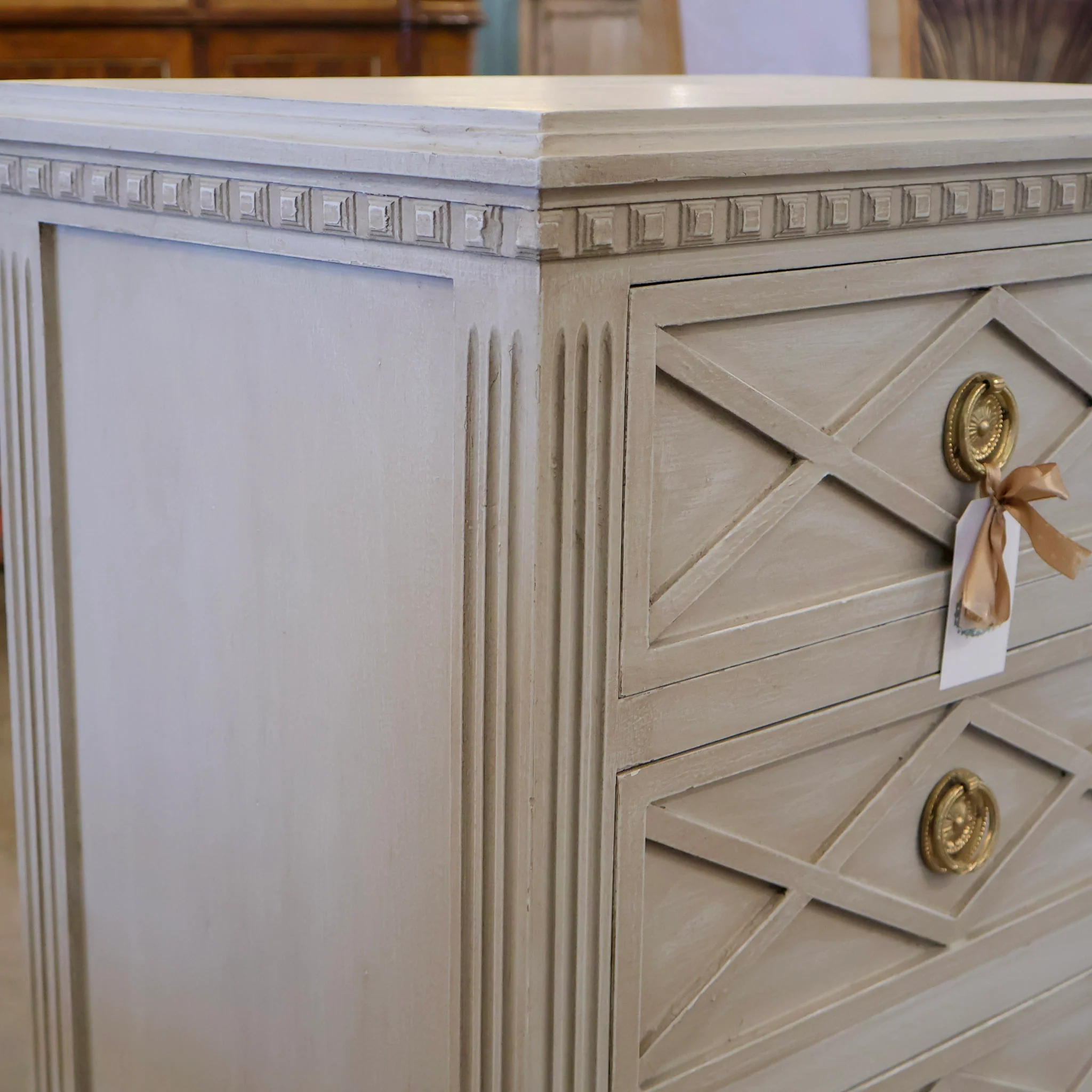 Diamond Front Antique Swedish Nightstand - Image 4