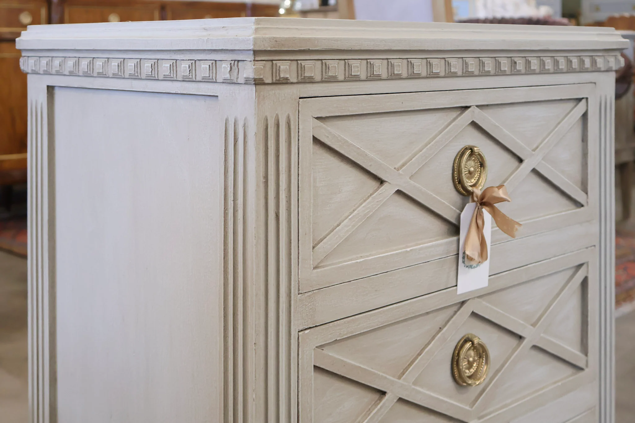 Diamond Front Antique Swedish Nightstand - Image 6