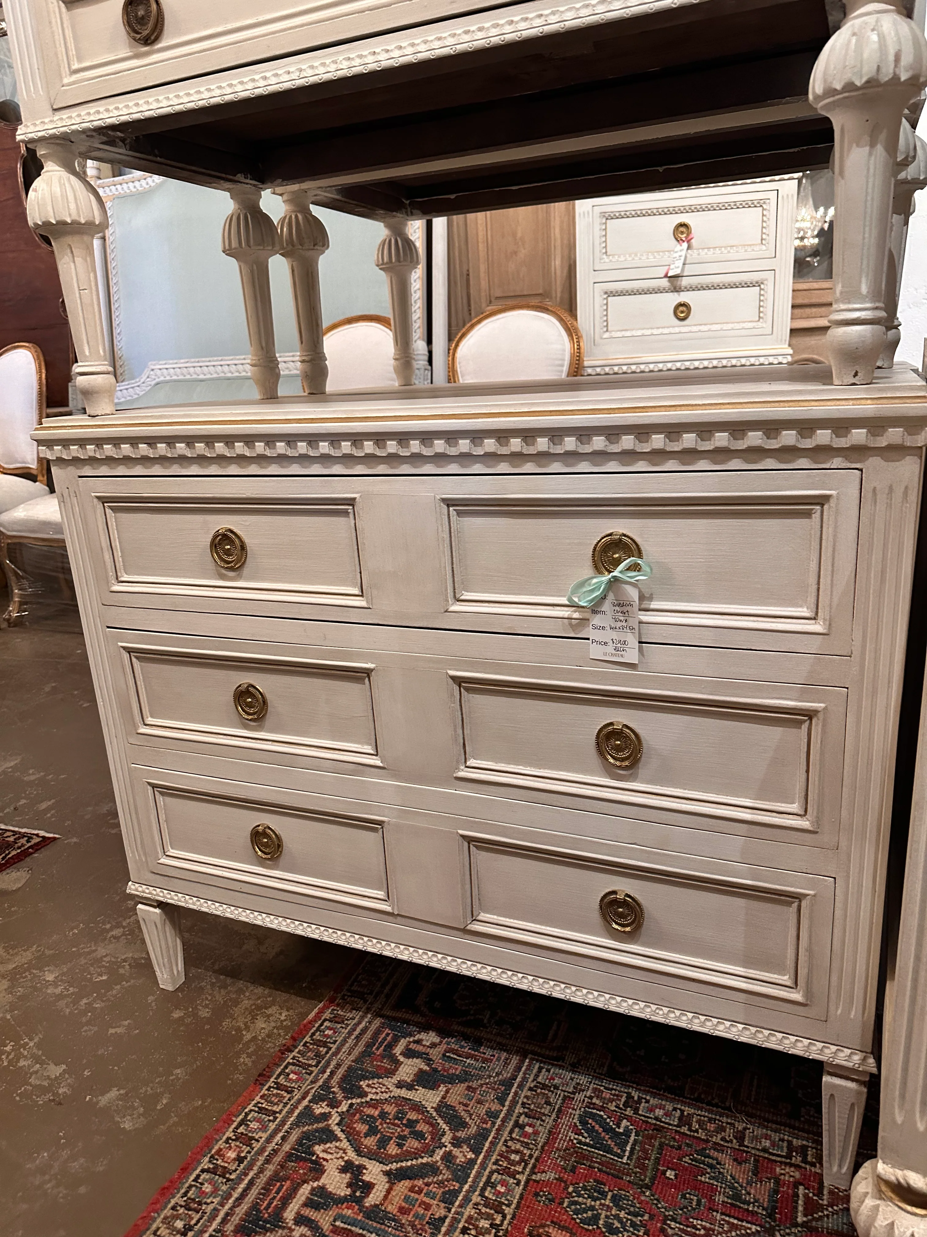 Swedish 3-Drawer Chest with Divided Drawers in White - Image 2