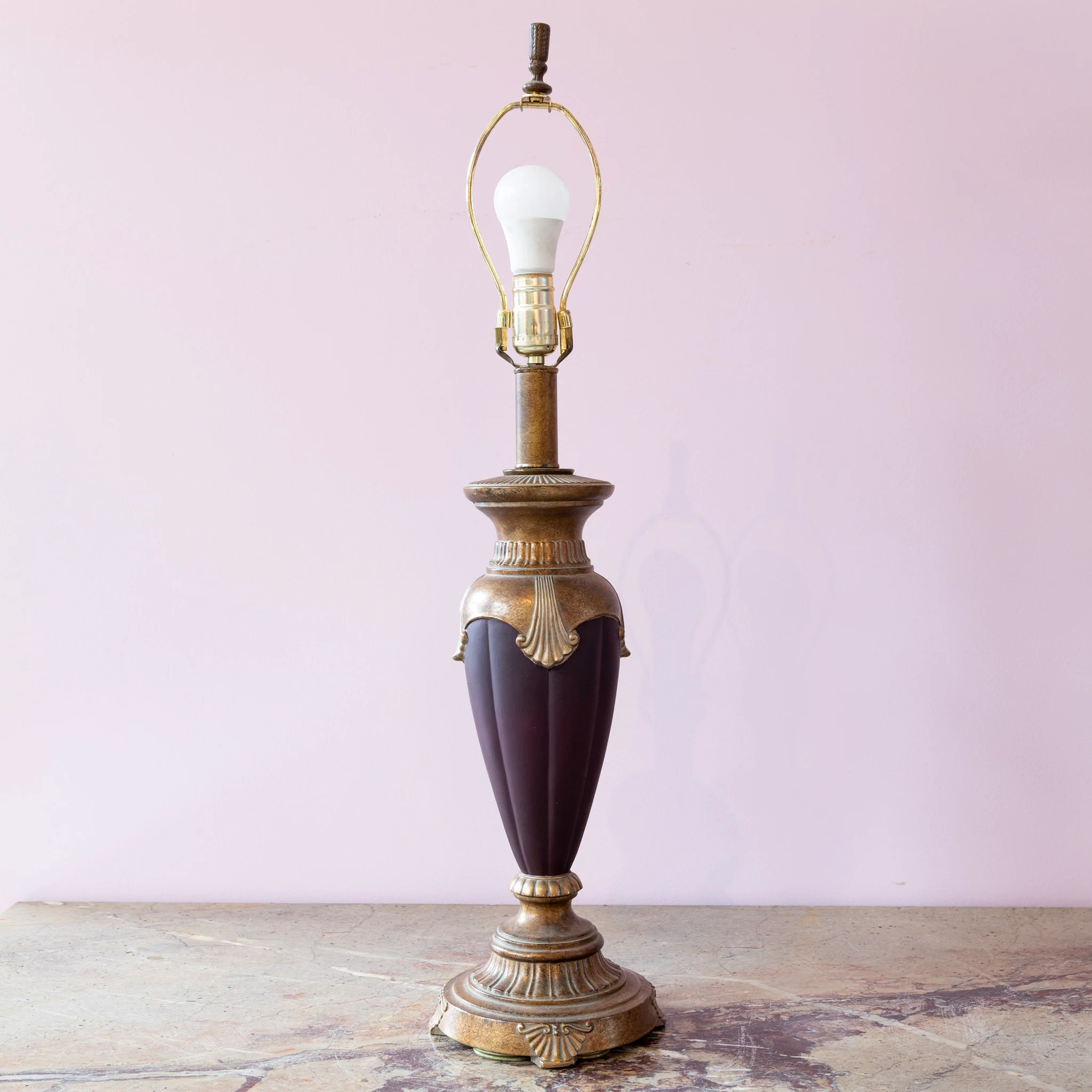Empire Style Table Lamp – Burgundy Base & Gilded Detailing