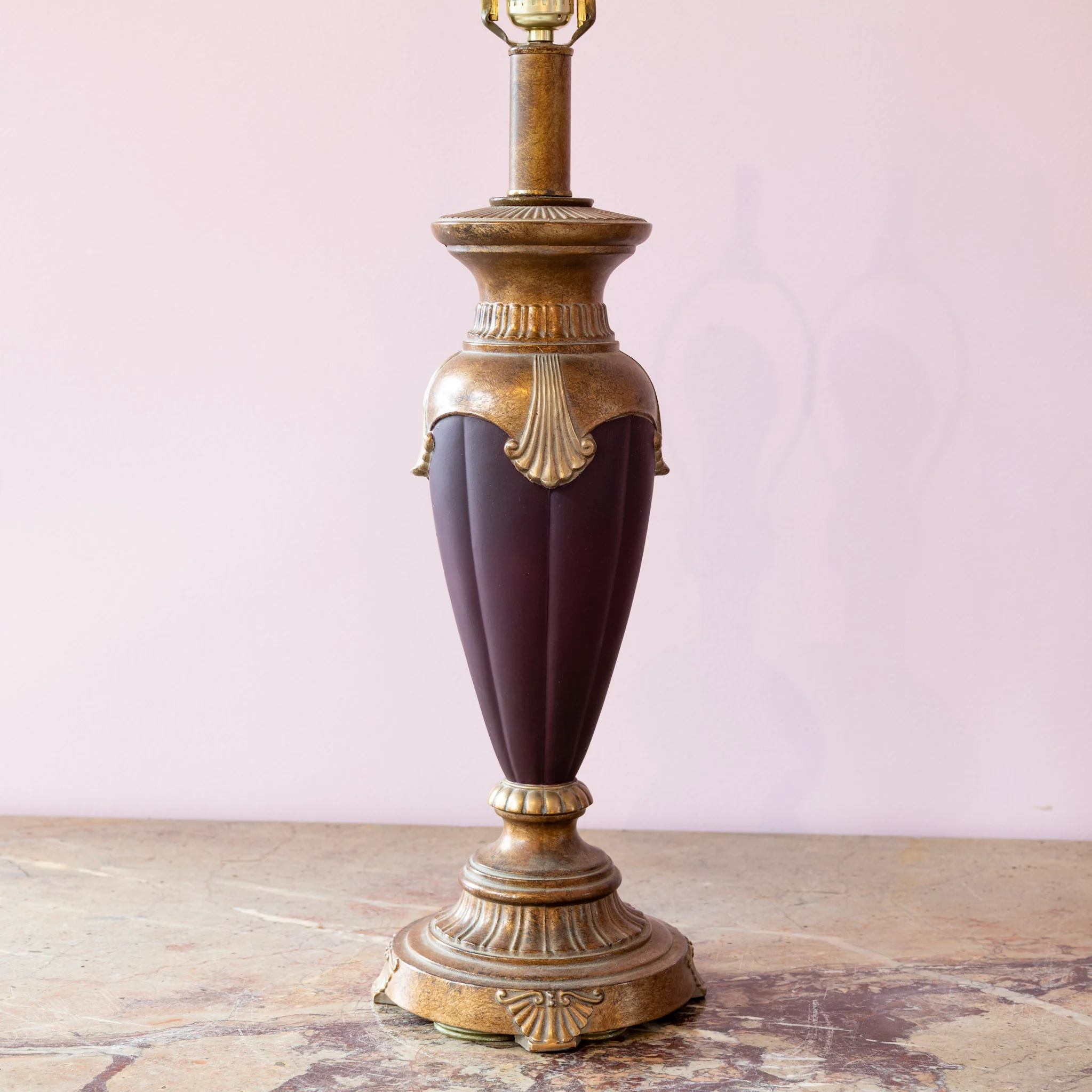Empire Style Table Lamp – Burgundy Base & Gilded Detailing - Image 2