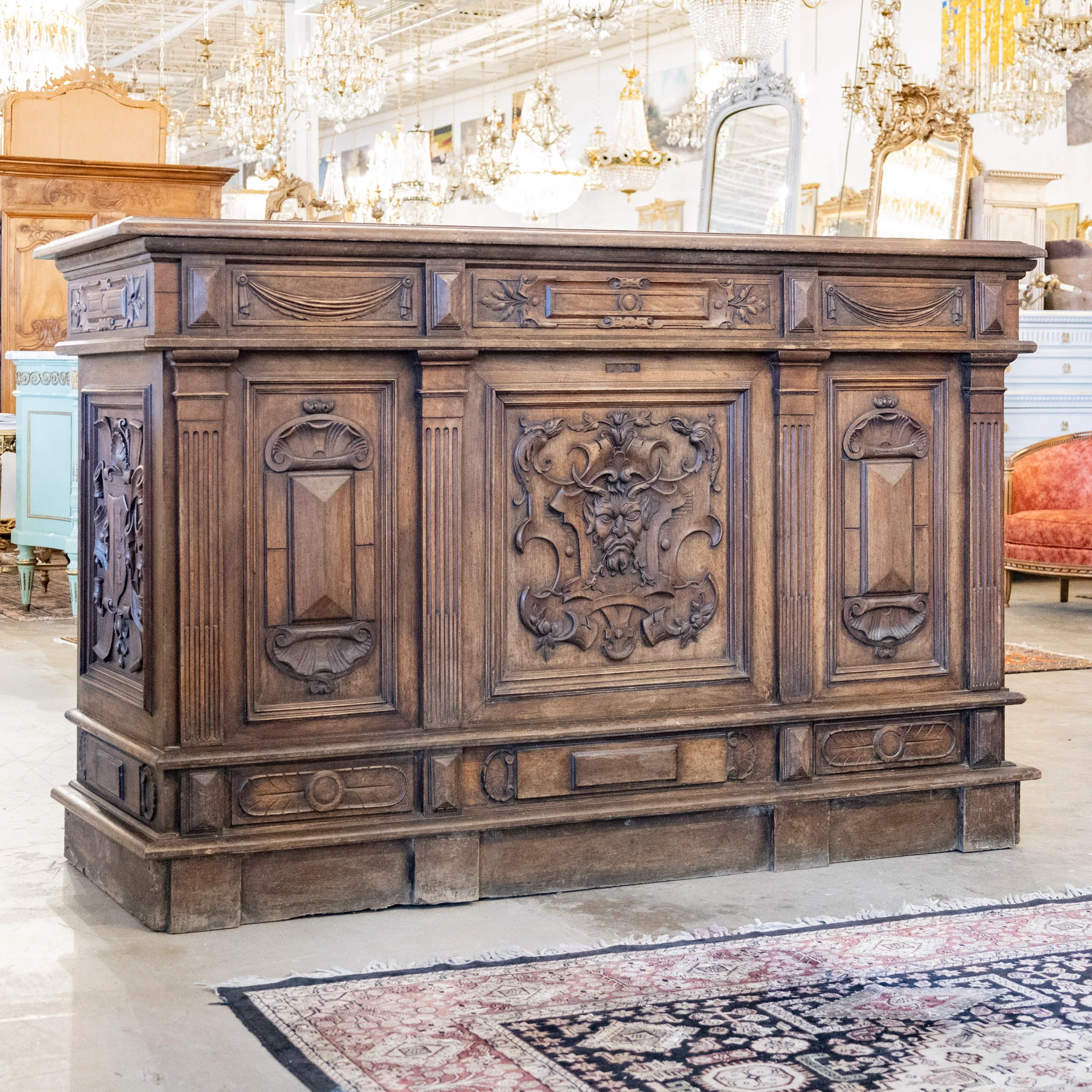 European Bar Counter – Carved Panels & Column Trim - Image 5