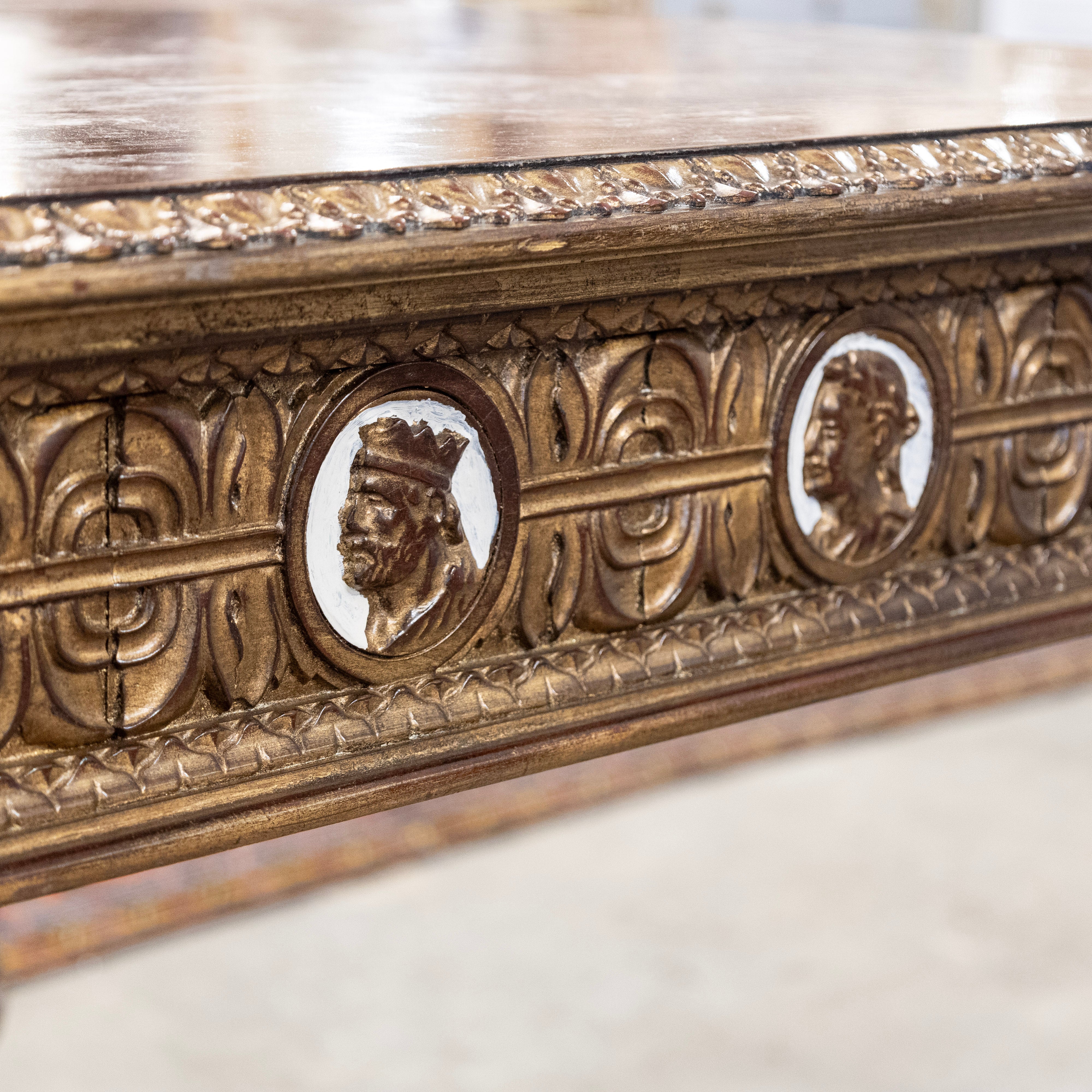 European Neoclassical Center Table – Marquetry Medallion Faces & Spiral Legs - Image 10