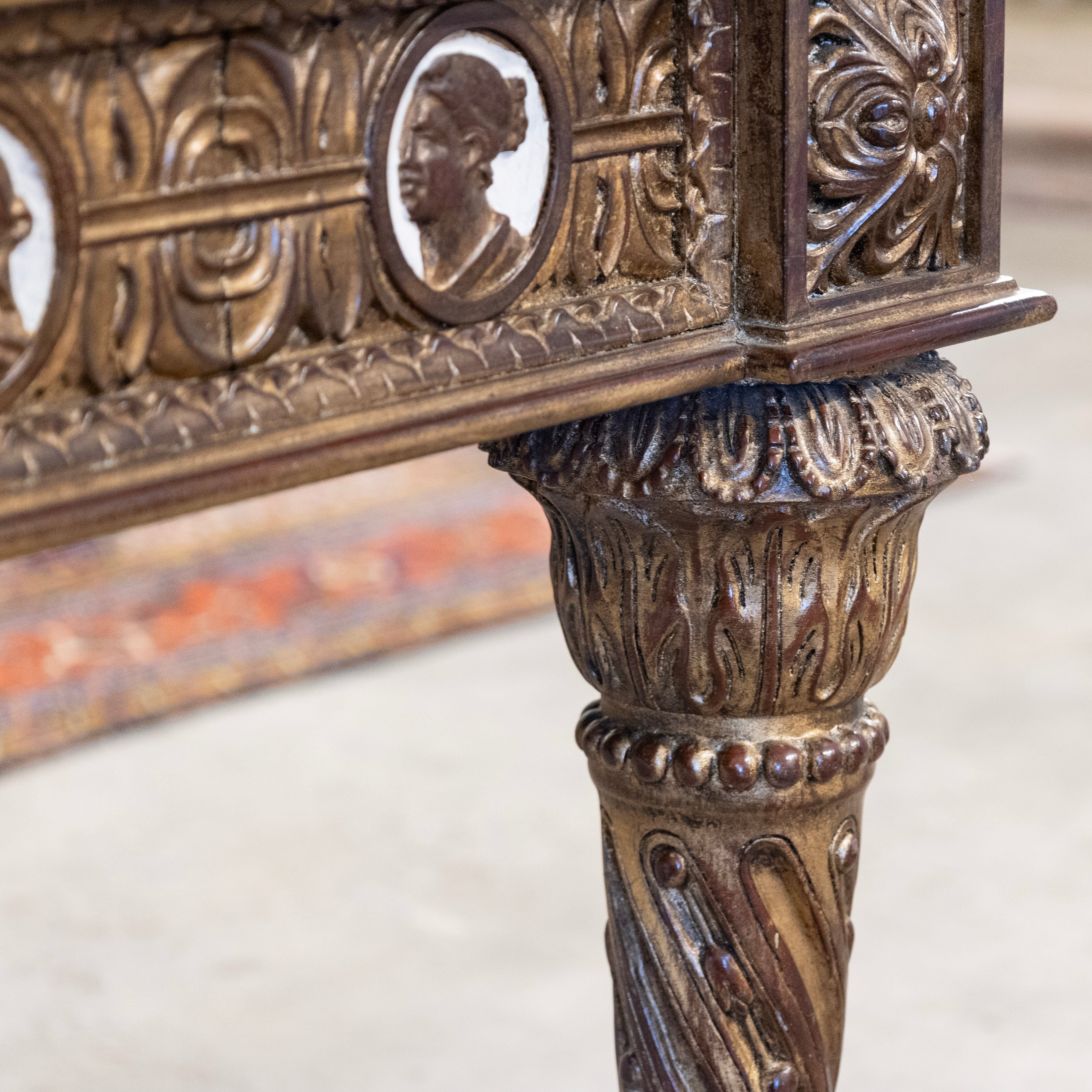 European Neoclassical Center Table – Marquetry Medallion Faces & Spiral Legs - Image 6