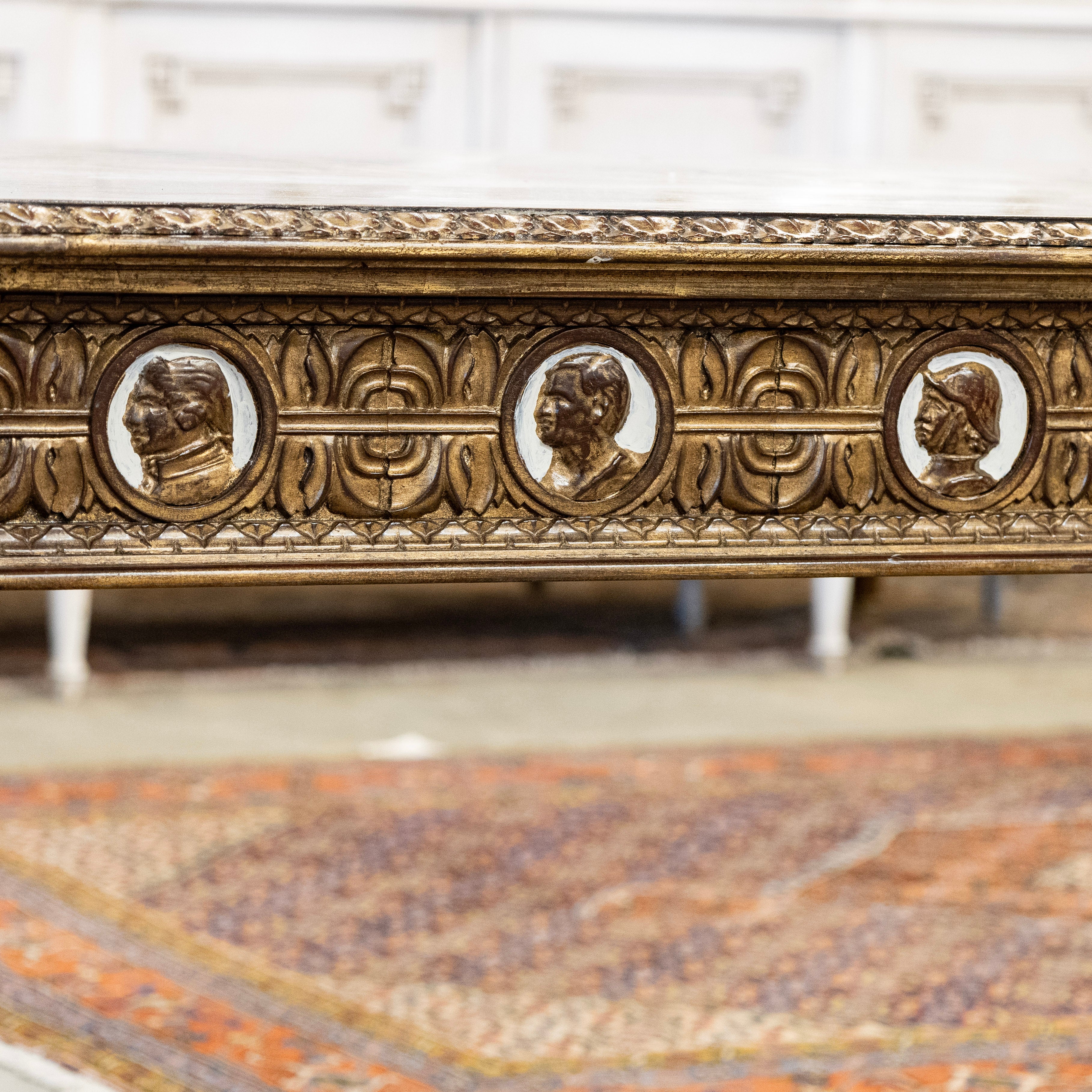 European Neoclassical Center Table – Marquetry Medallion Faces & Spiral Legs - Image 9