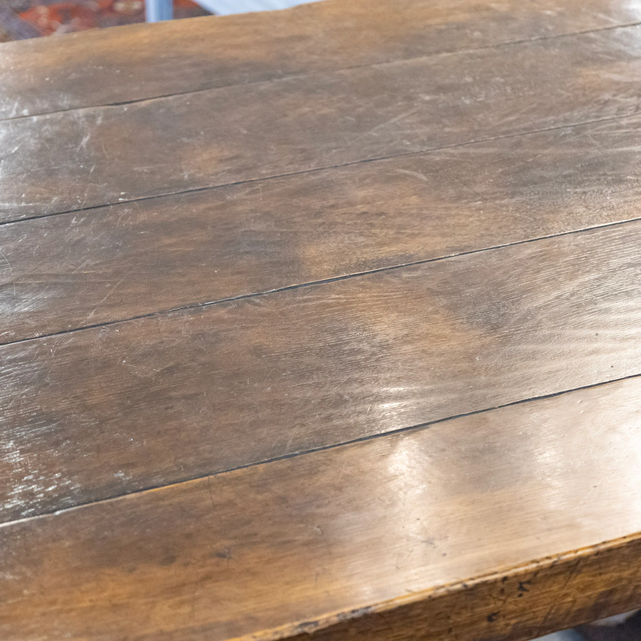 Farmhouse Dining Table – Rustic Dark Wood With Trestle Base - Image 7