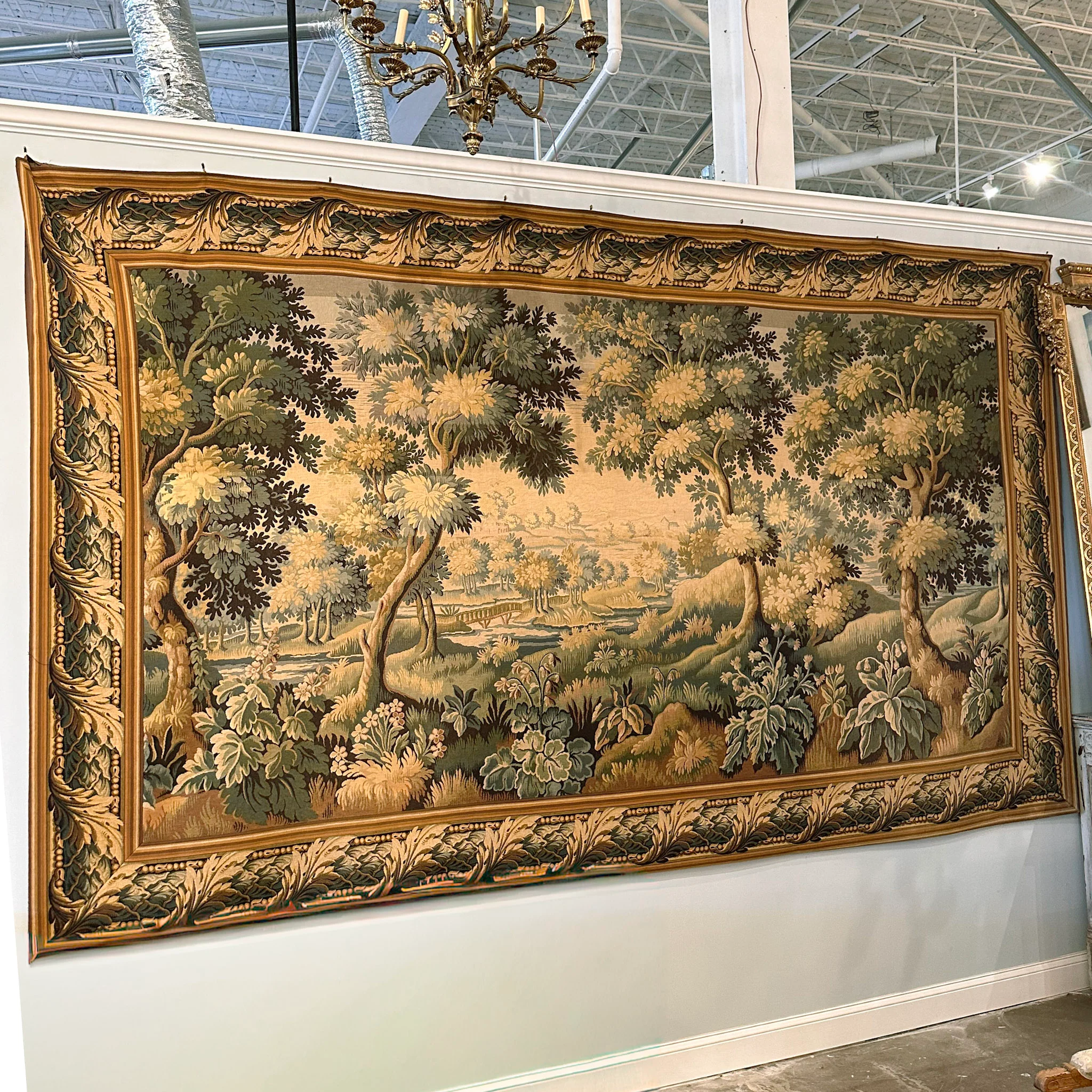 Antique French Flemish Nature Landscape Tapestry – Oversized Handwoven Wall Art - Image 10