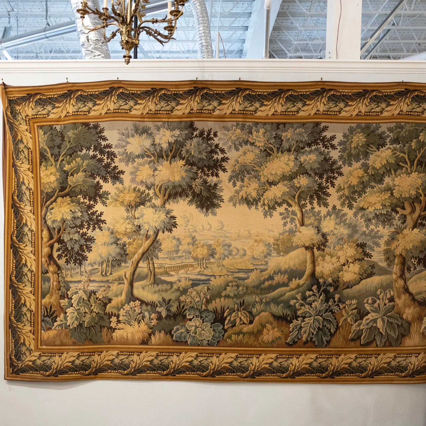 Antique French Flemish Nature Landscape Tapestry – Oversized Handwoven Wall Art - Image 2
