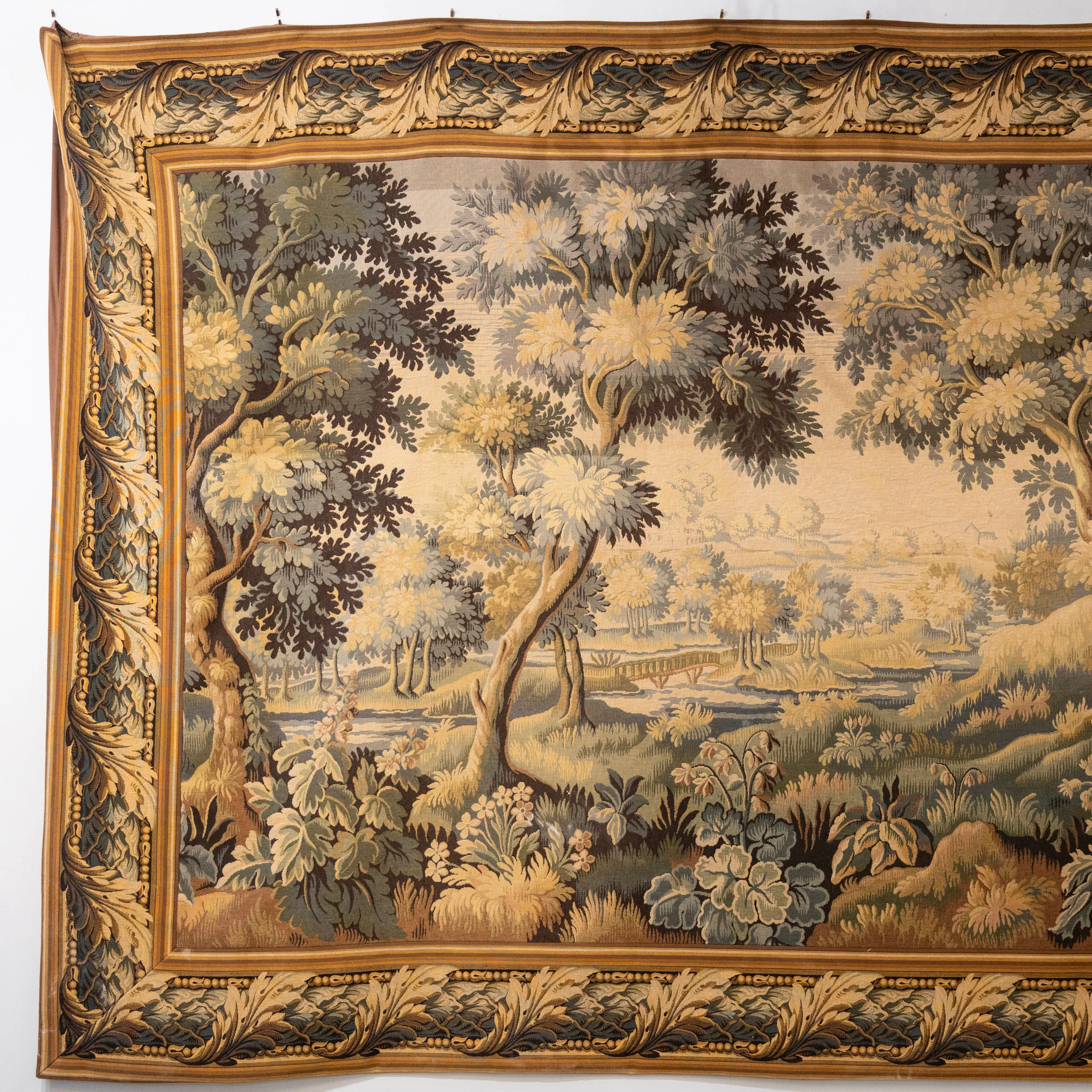 Antique French Flemish Nature Landscape Tapestry – Oversized Handwoven Wall Art - Image 3