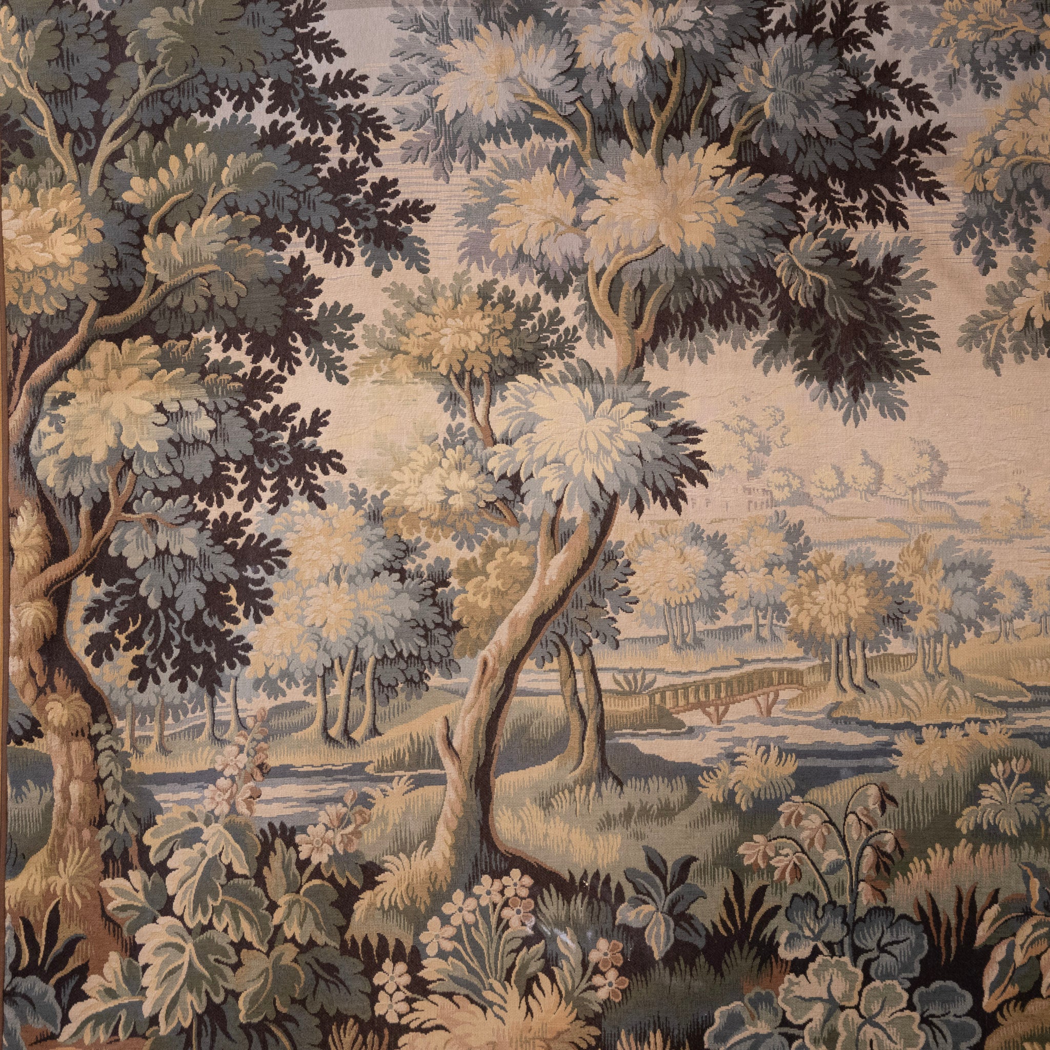 Antique French Flemish Nature Landscape Tapestry – Oversized Handwoven Wall Art - Image 7
