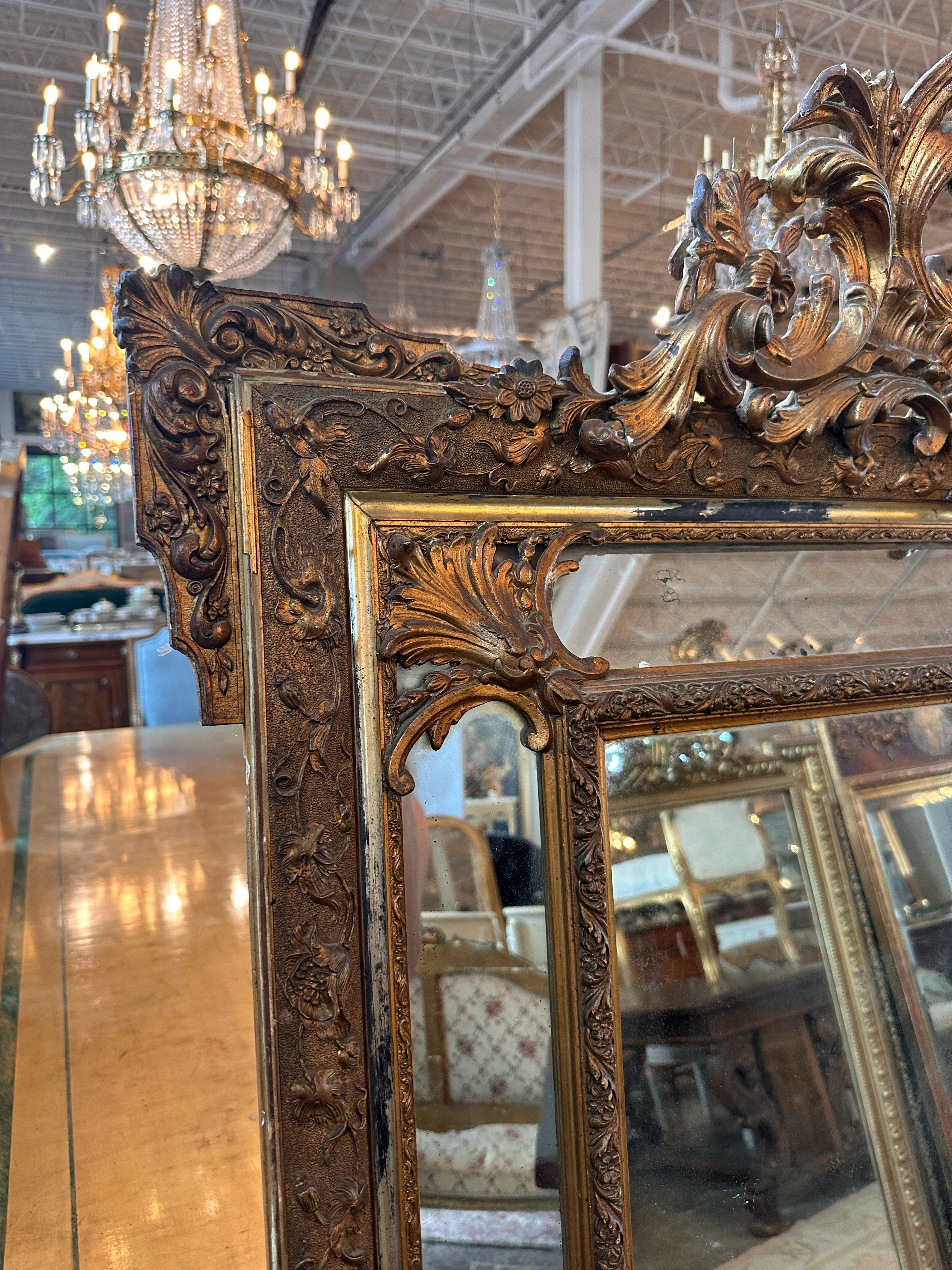 French Antique Double-Paned Ornate Mirror - Image 2