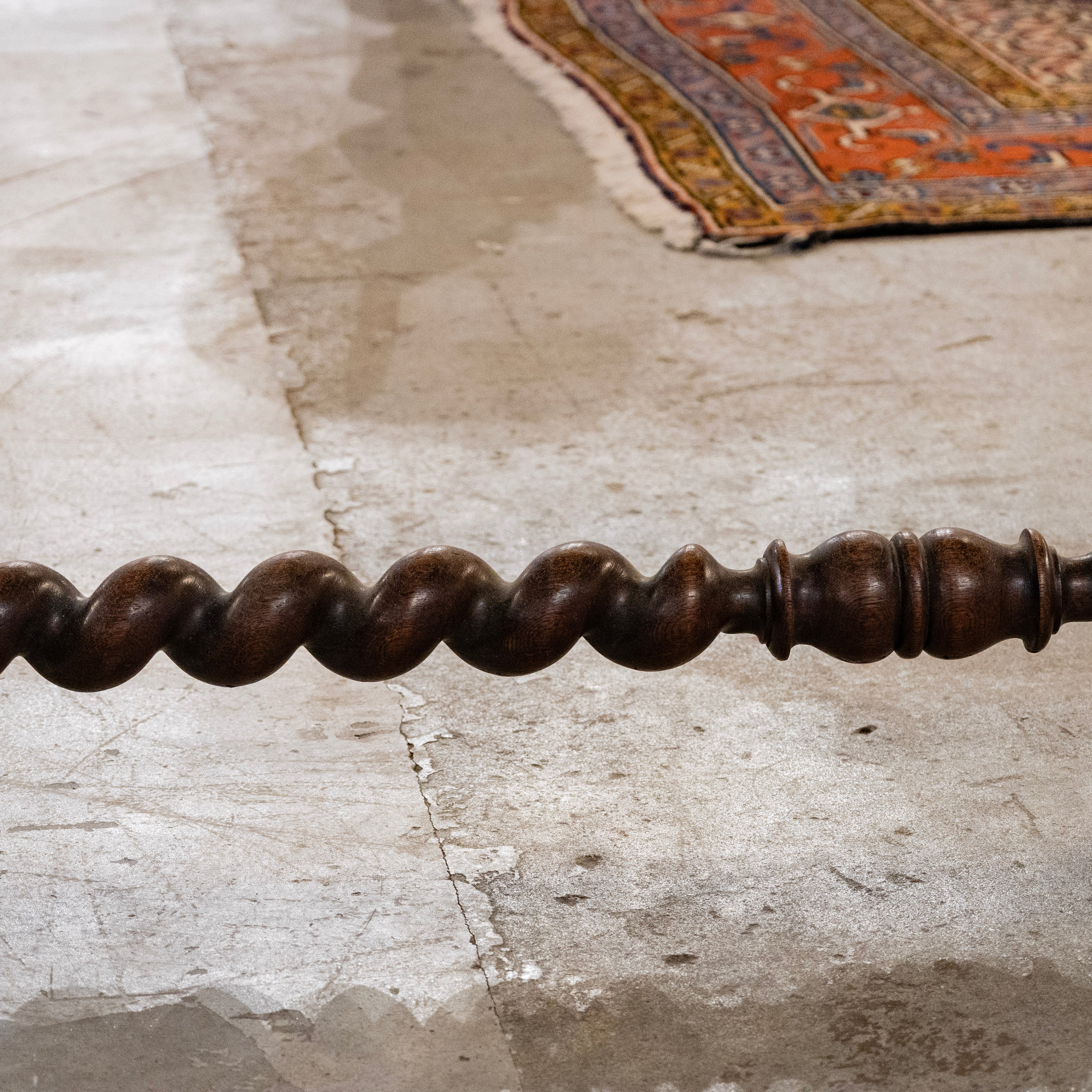 French Barley Twist Desk – Carved Ornate Detailing in Dark Wood - Image 13