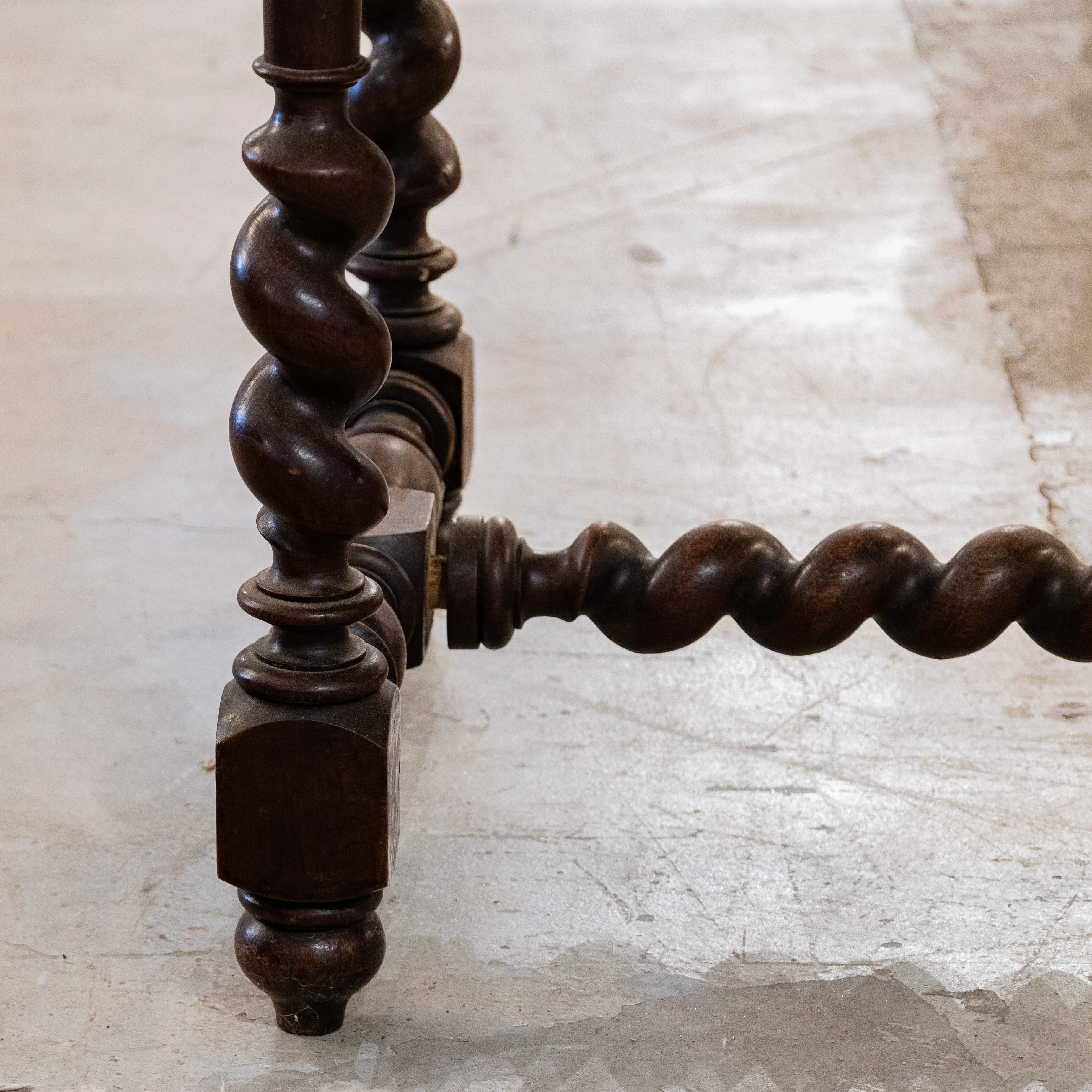 French Barley Twist Desk – Carved Ornate Detailing in Dark Wood - Image 14