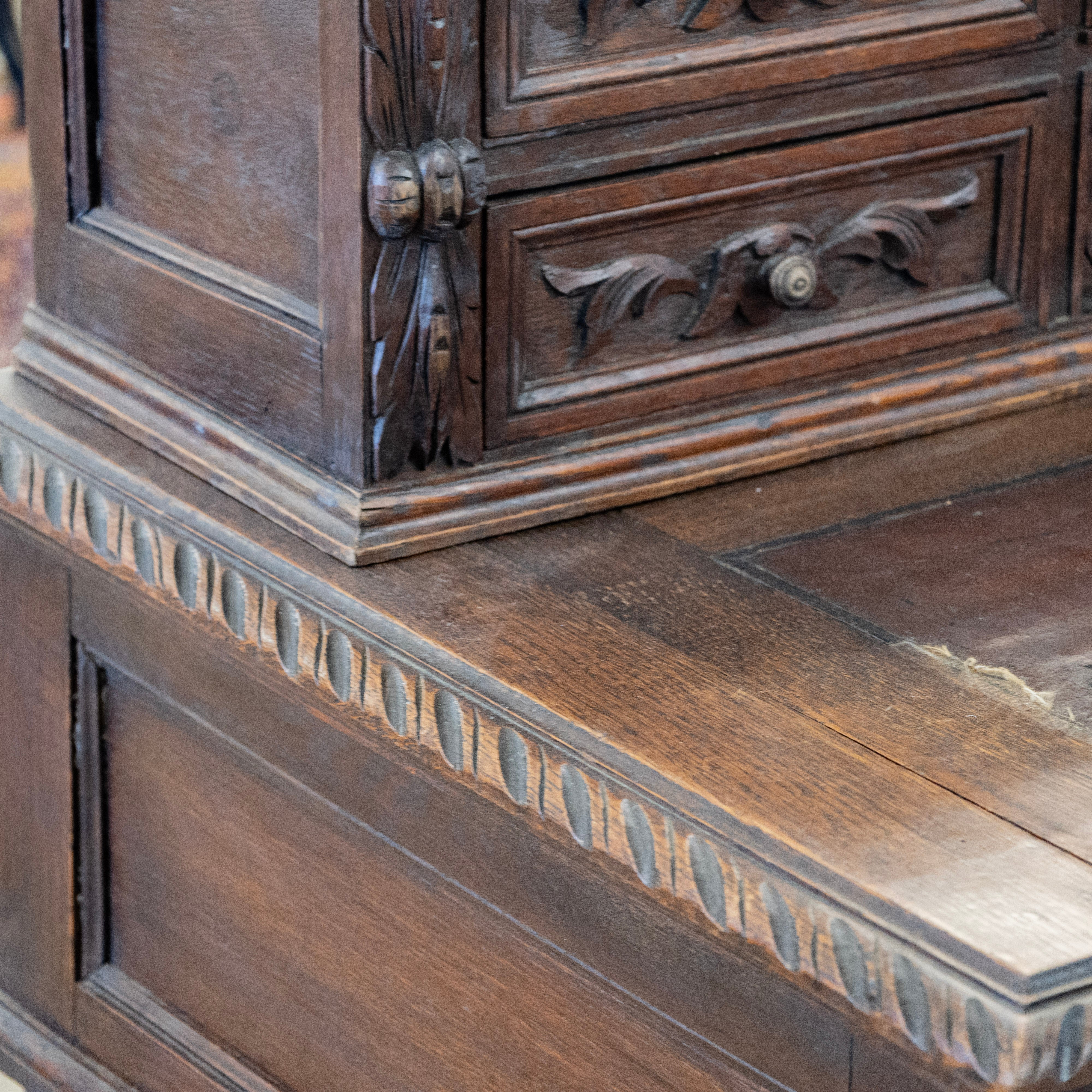 French Barley Twist Desk – Carved Ornate Detailing in Dark Wood - Image 7
