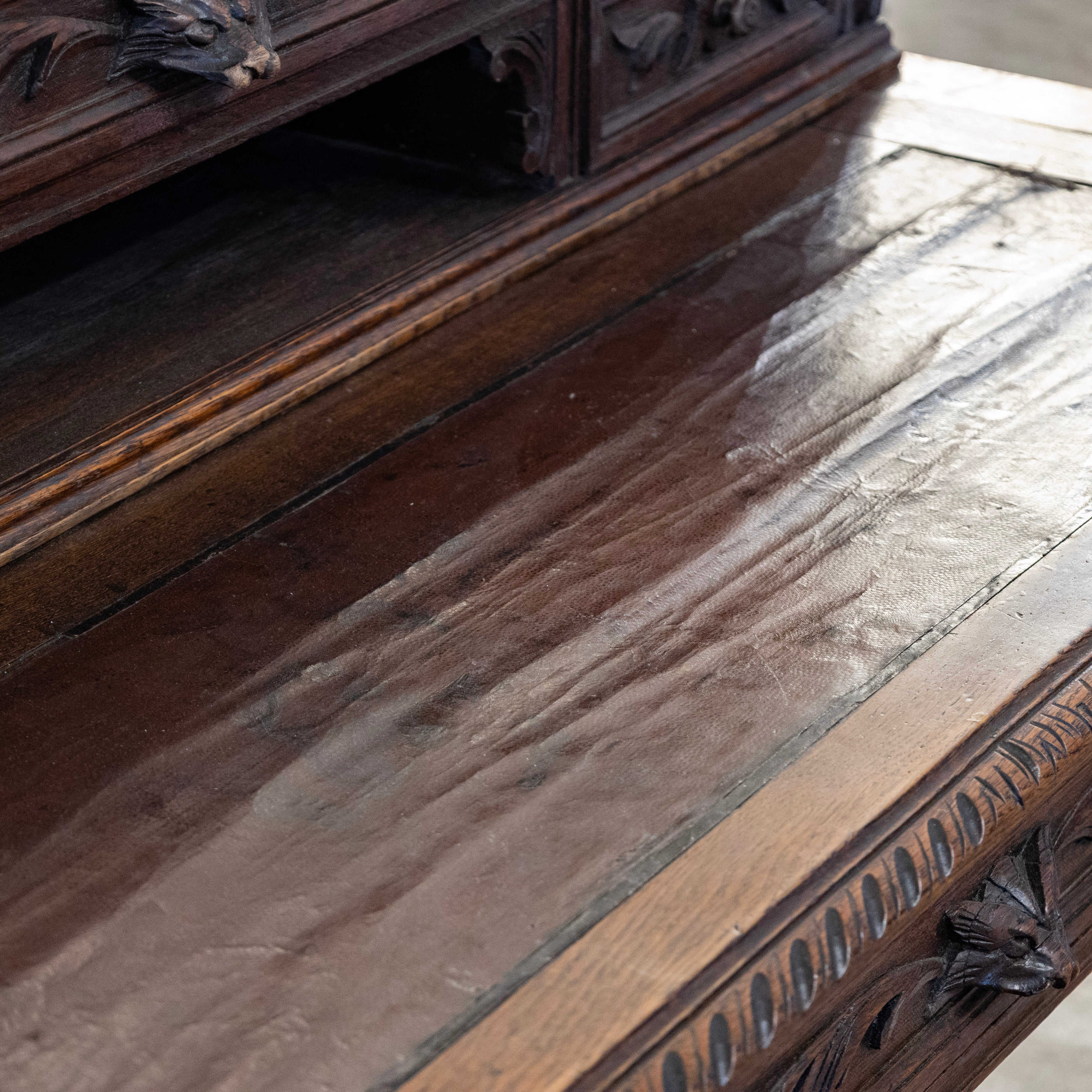 French Barley Twist Desk – Carved Ornate Detailing in Dark Wood - Image 8