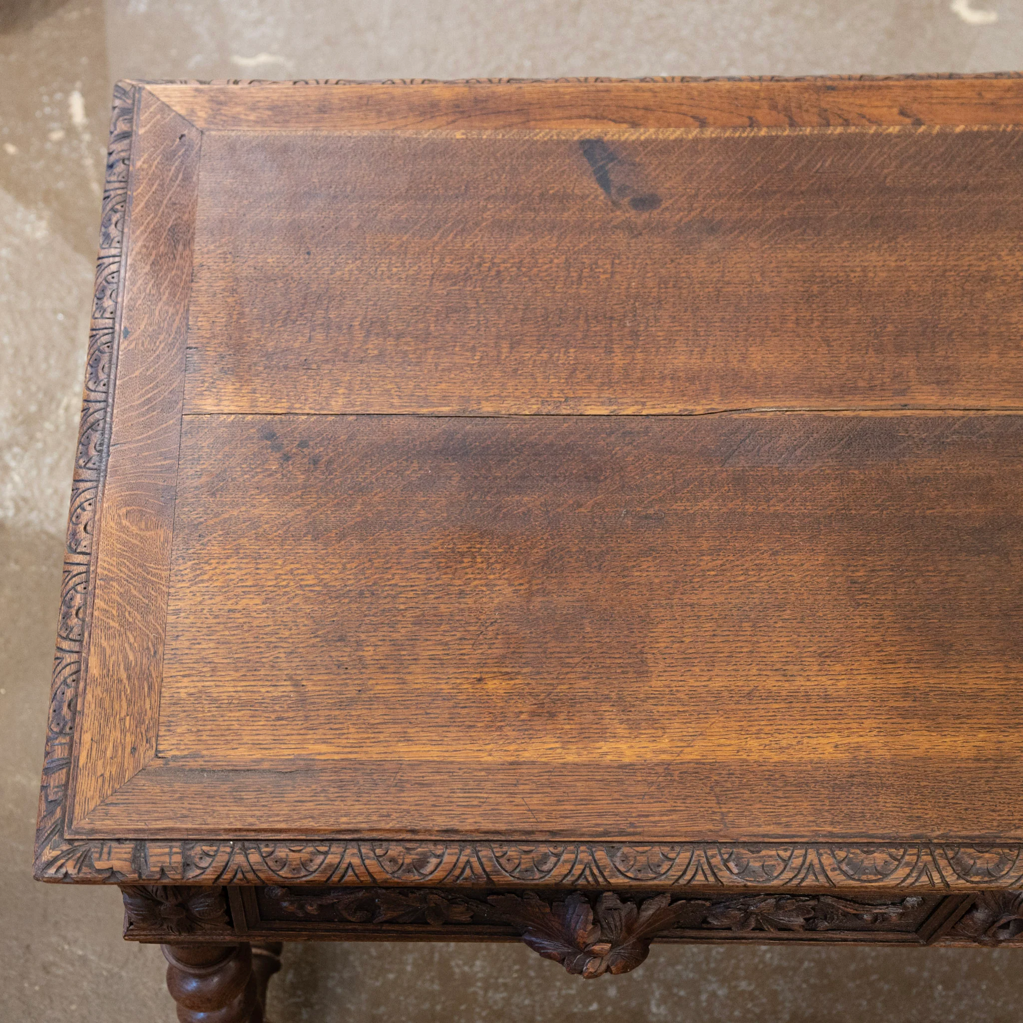 French Barley Twist Writing Desk – Hand-Carved Floral Detailing - Image 7