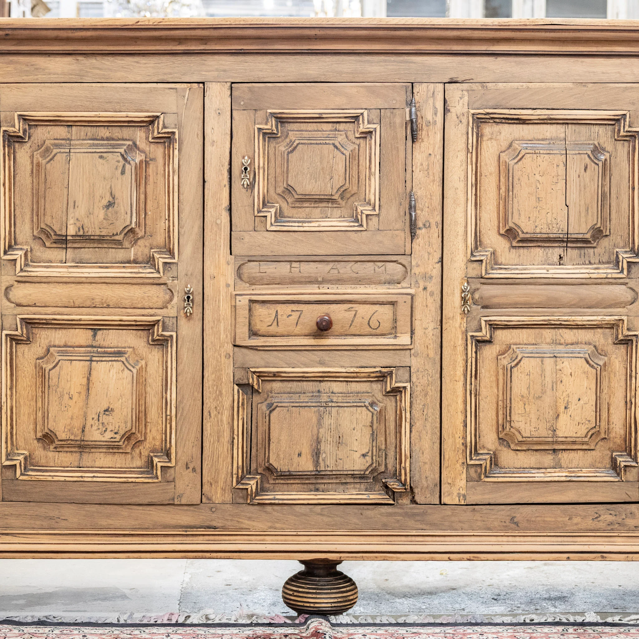 French Country 18th Century Geometric Sideboard – Dated 1776 - Image 3