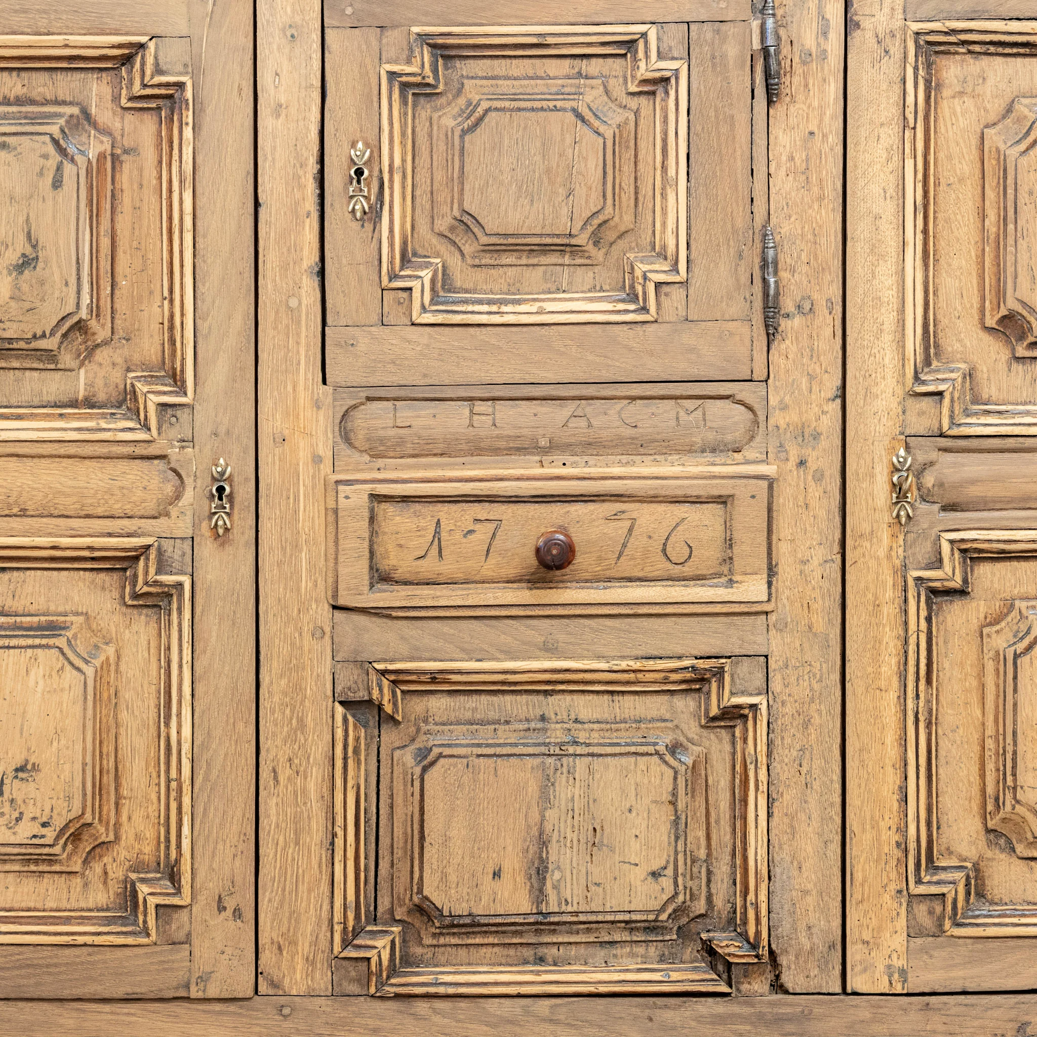 French Country 18th Century Geometric Sideboard – Dated 1776 - Image 4