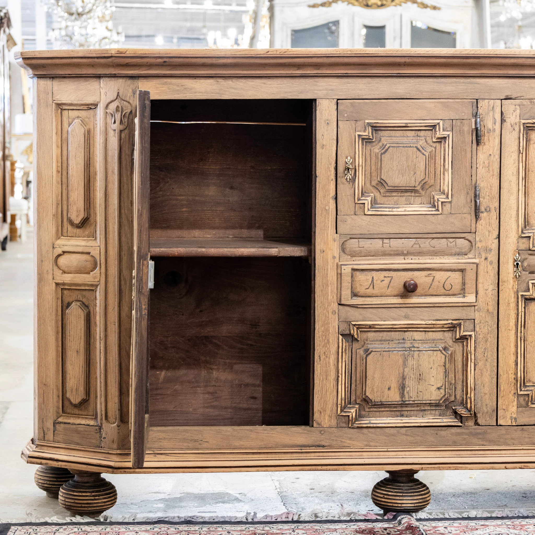 French Country 18th Century Geometric Sideboard – Dated 1776 - Image 7