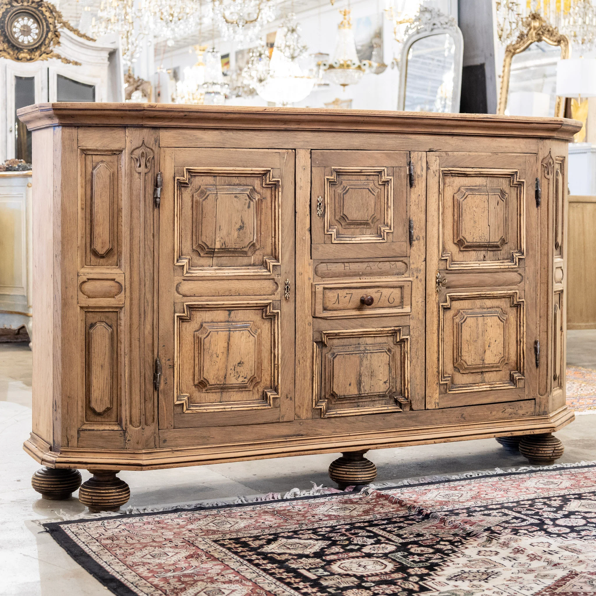 French Country 18th Century Geometric Sideboard – Dated 1776 - Image 8