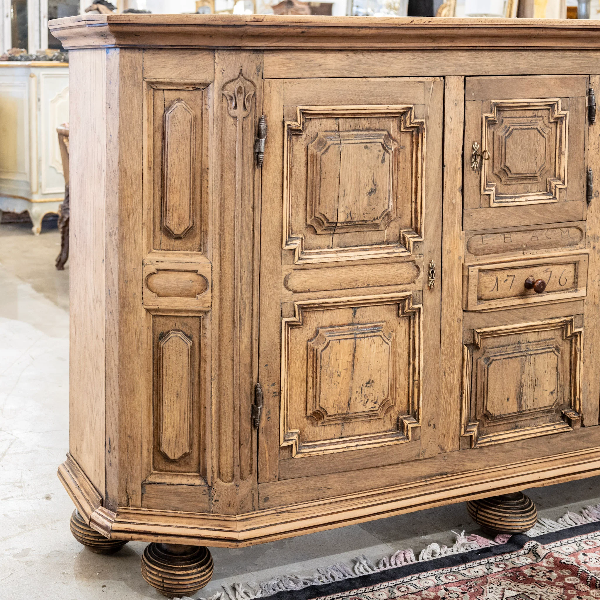 French Country 18th Century Geometric Sideboard – Dated 1776 - Image 9