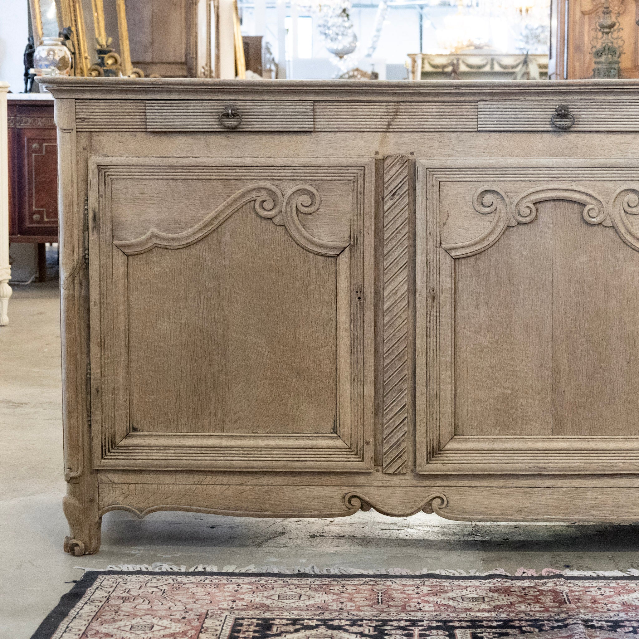 French Country Light Wood Sideboard – Carved & Reeded Trim - Image 3