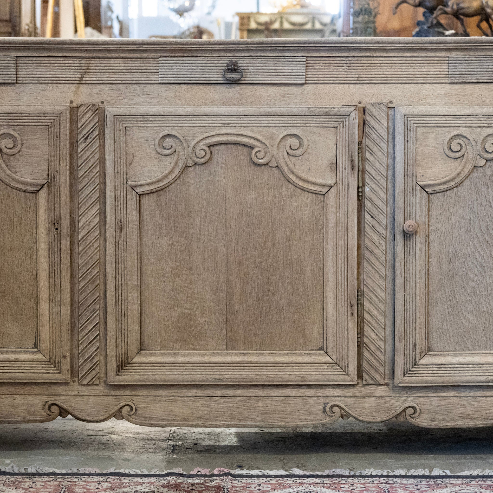 French Country Light Wood Sideboard – Carved & Reeded Trim - Image 5