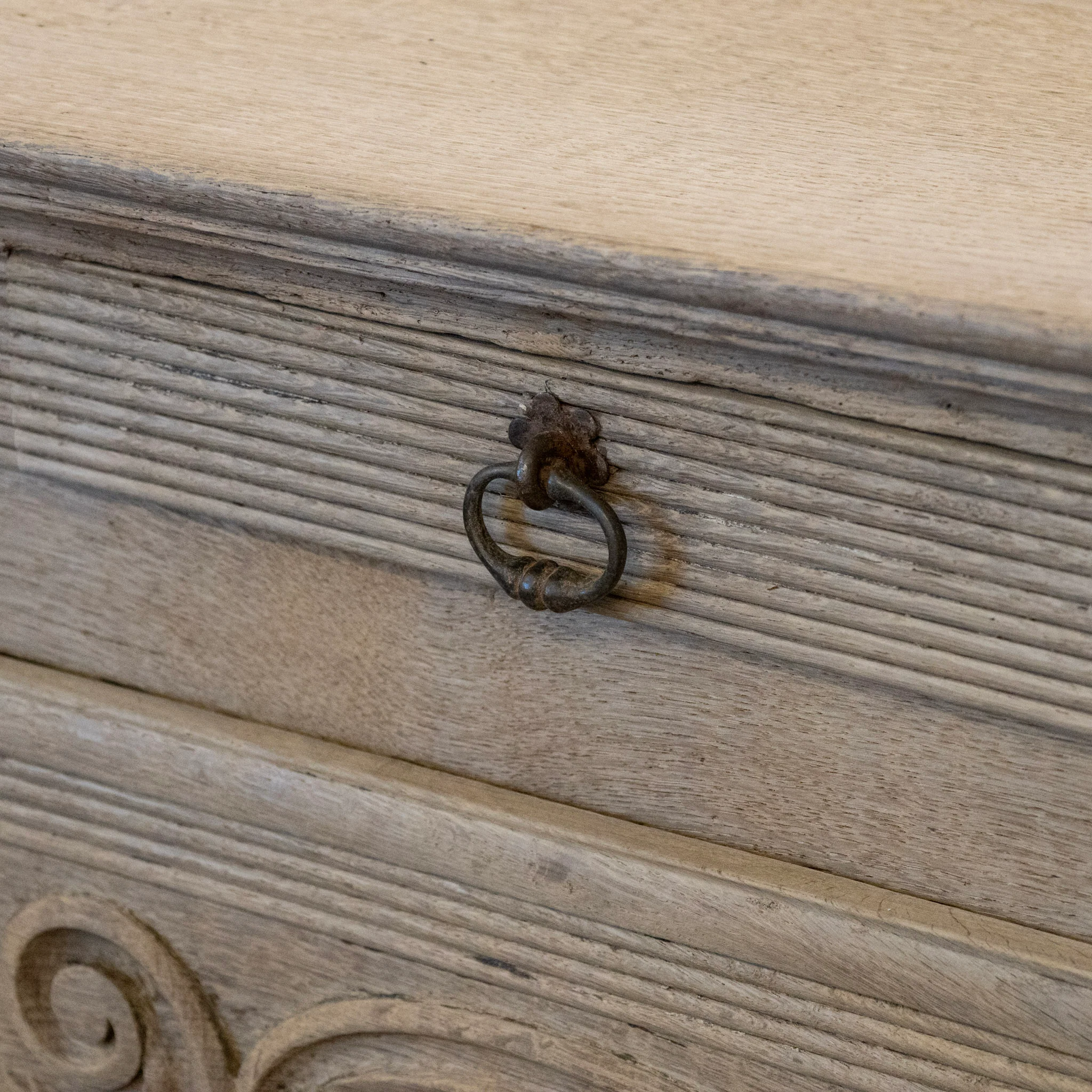 French Country Light Wood Sideboard – Carved & Reeded Trim - Image 6
