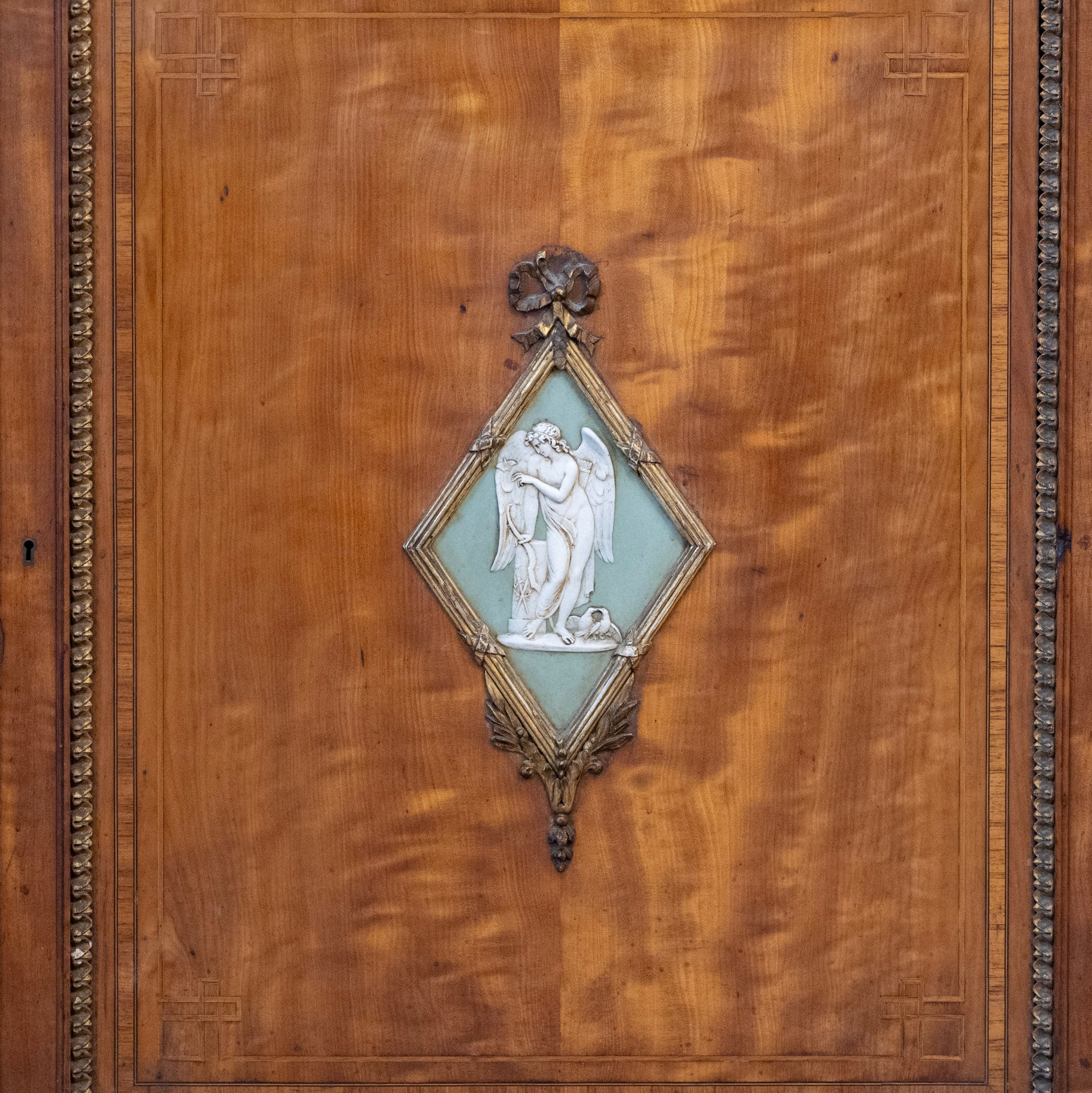 French Empire Demilune Sideboard – Neoclassical Medallions & Curved Mirror Shelves - Image 17