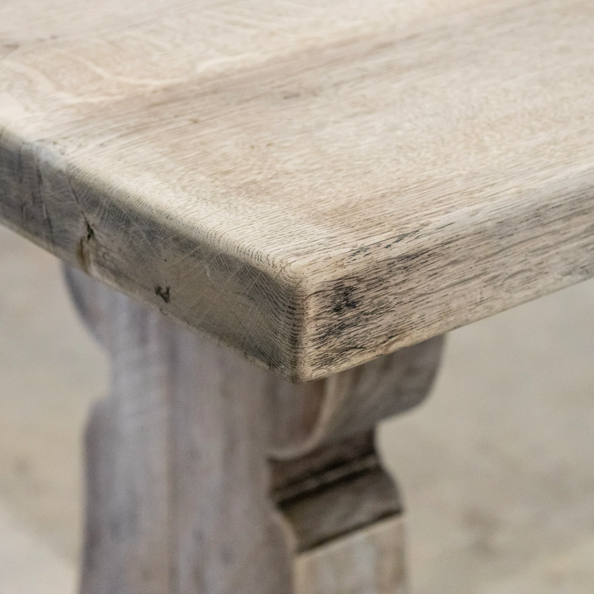 French Farm Dining Table - Light Wood Distressed Finish & Trestle Base - Image 11