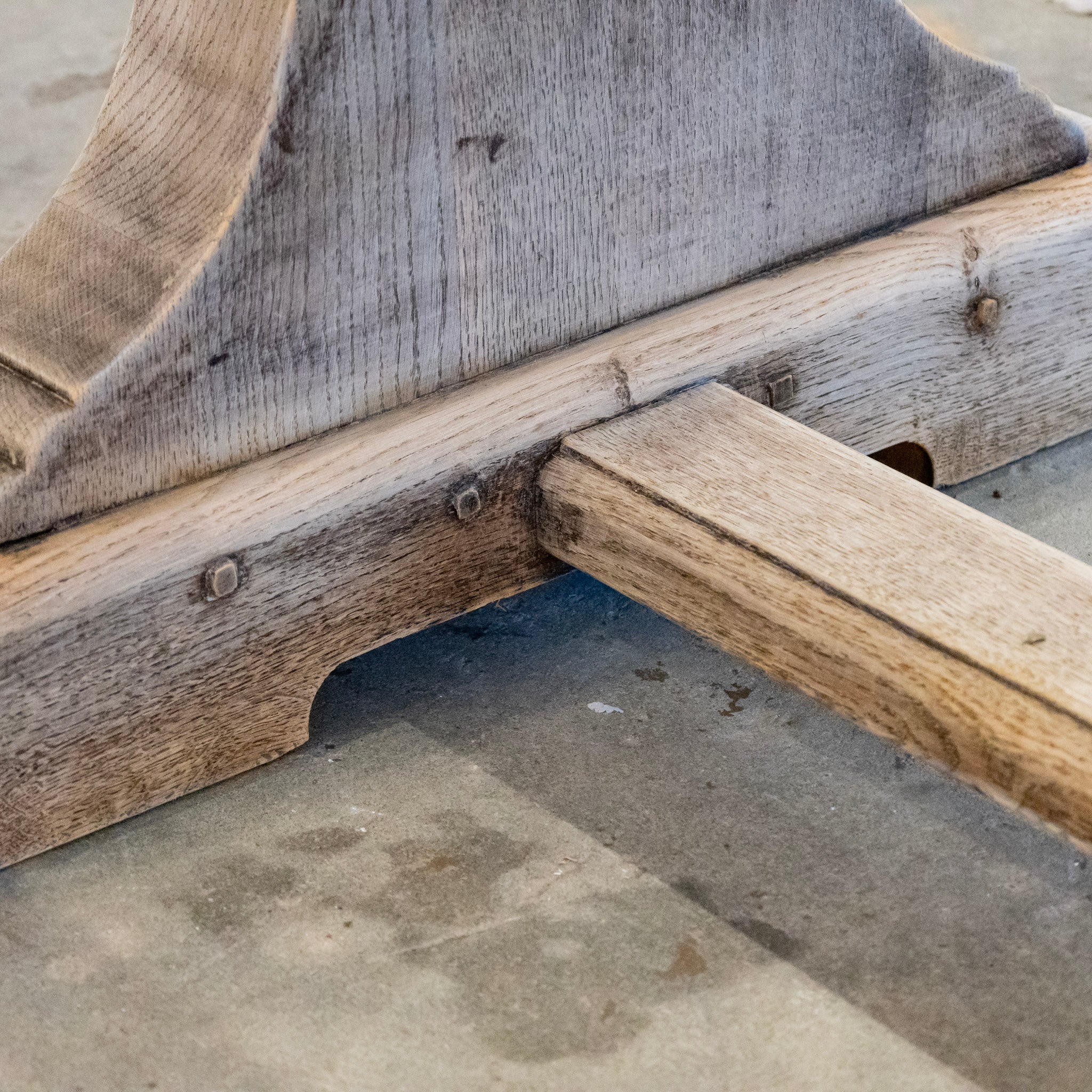 French Farm Dining Table - Light Wood Distressed Finish & Trestle Base - Image 12
