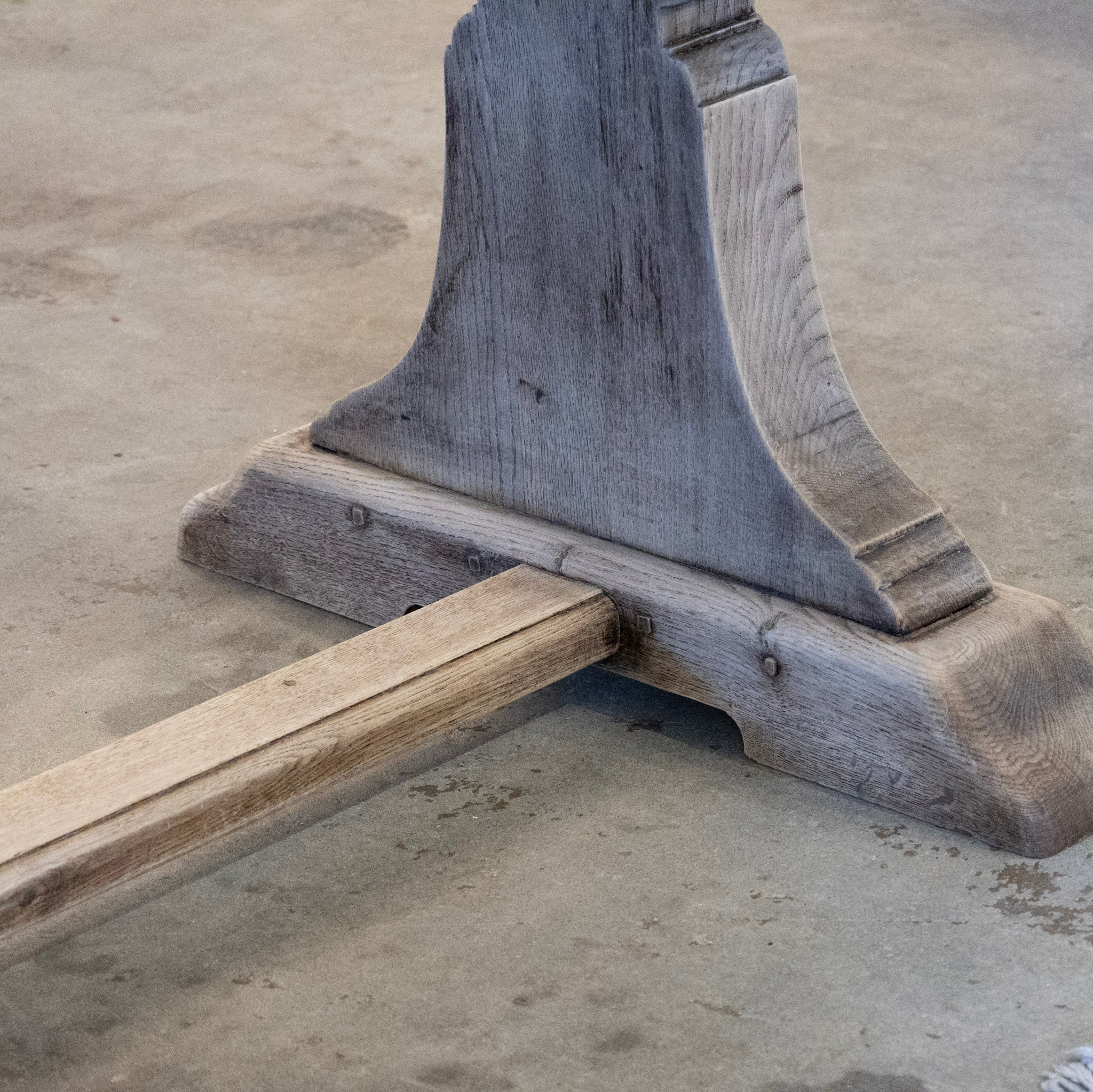 French Farm Dining Table - Light Wood Distressed Finish & Trestle Base - Image 13