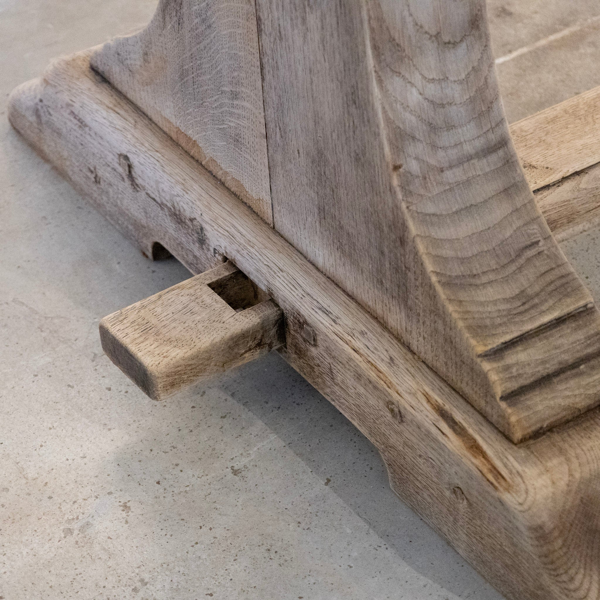 French Farm Dining Table - Light Wood Distressed Finish & Trestle Base - Image 14