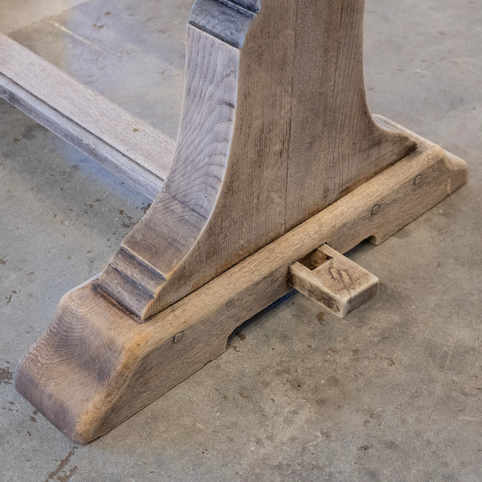 French Farm Dining Table - Light Wood Distressed Finish & Trestle Base - Image 15