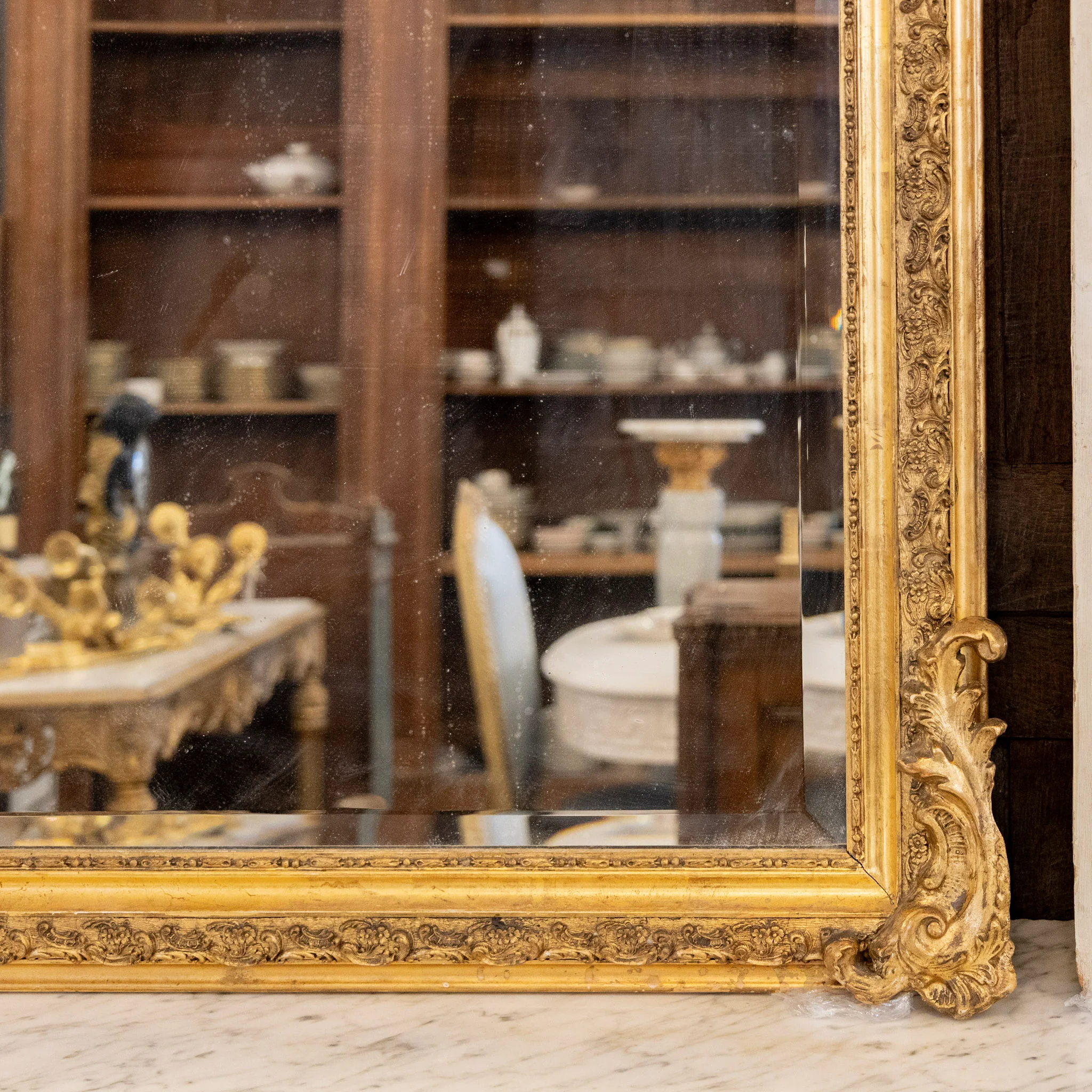 French Gilded Mirror – Beveled Edge & Ornate Crest - Image 5