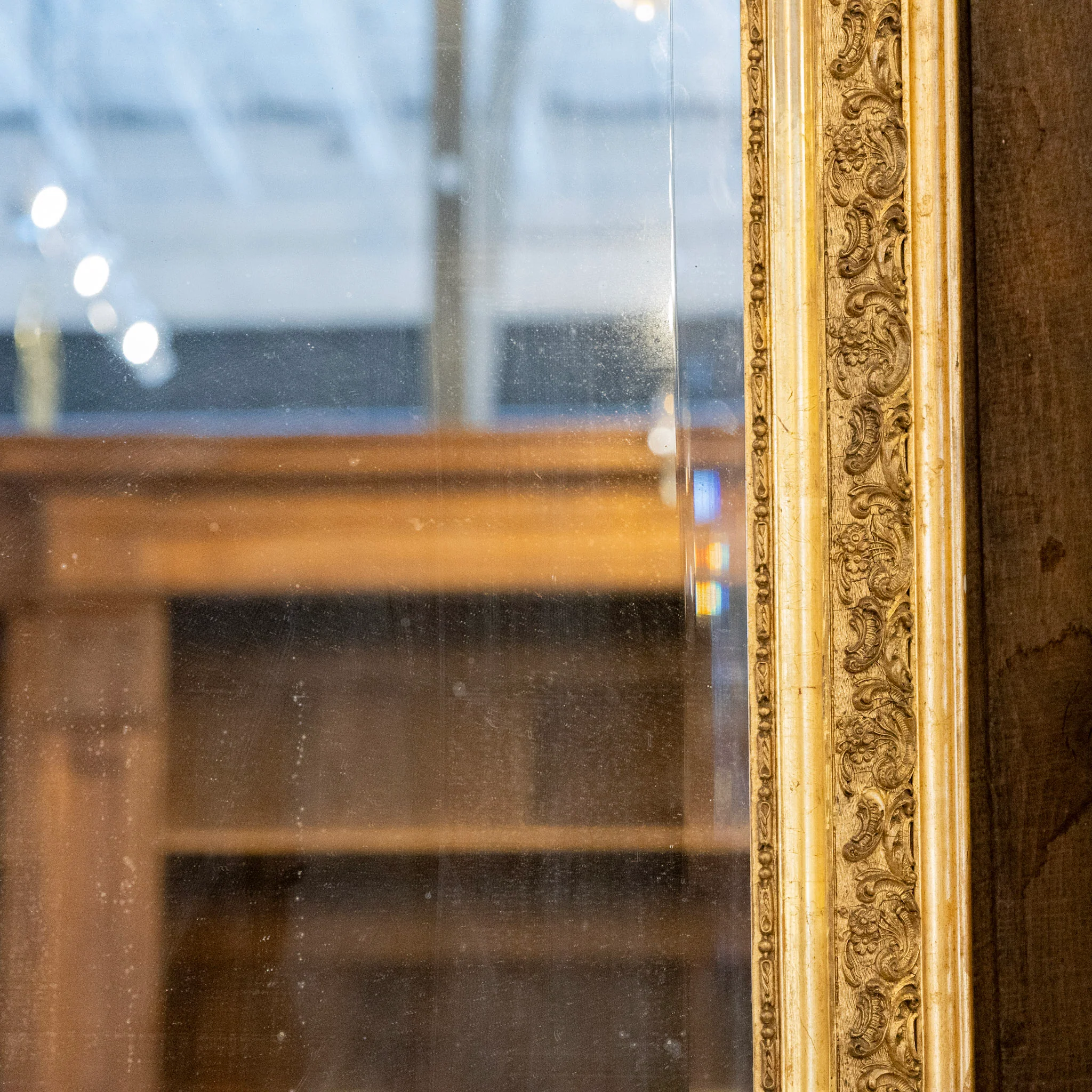 French Gilded Mirror – Beveled Edge & Ornate Crest - Image 6