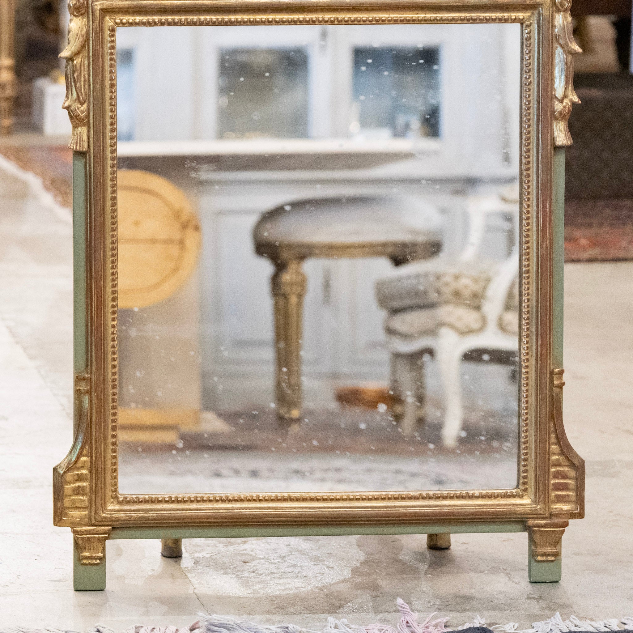 French Gilded Ornate Mirror – Dove Crest with Wreath & Scroll Carvings - Image 3