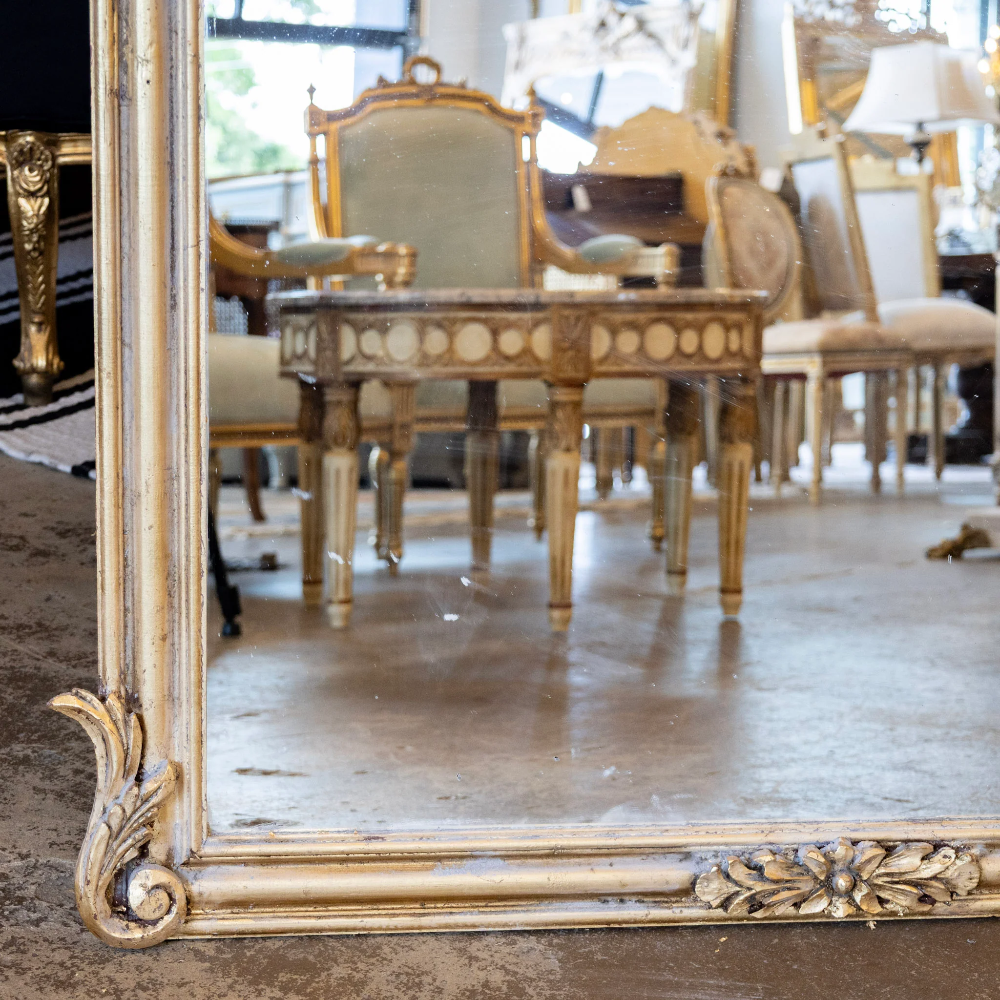 French Gold Ornate Mirror — Leaf & Scroll Carvings - Image 3