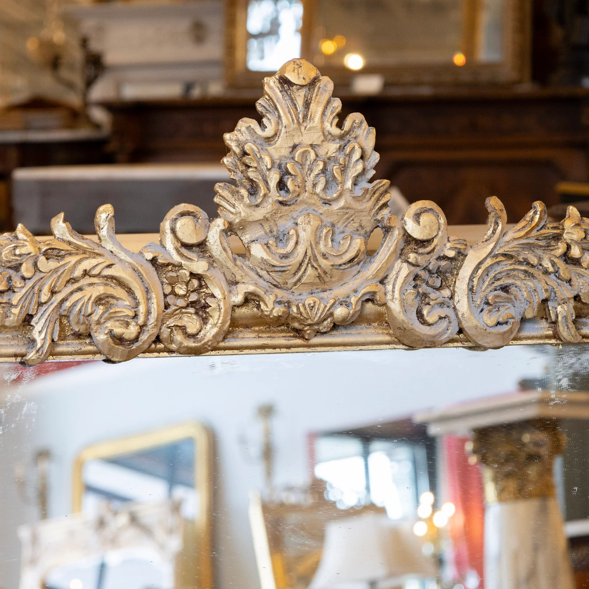 French Gold Ornate Mirror — Leaf & Scroll Carvings - Image 5