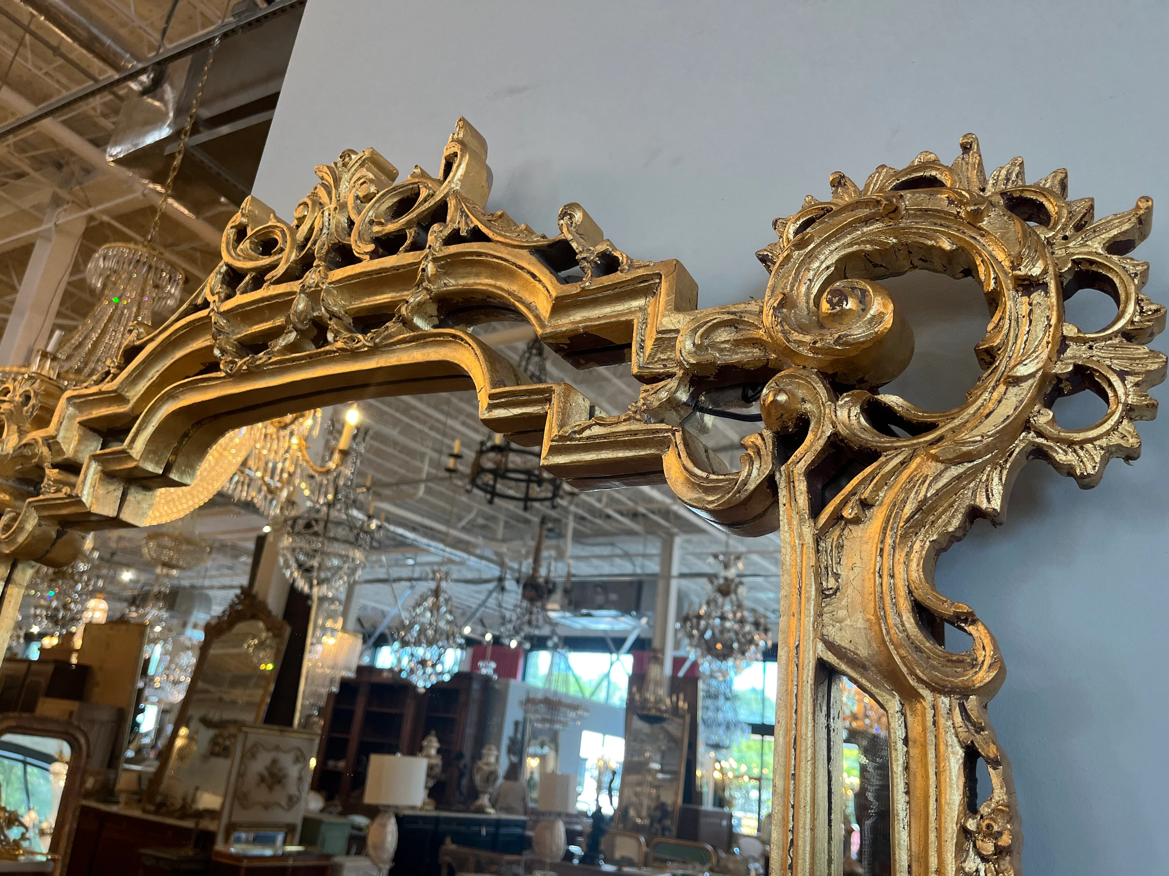 French Louis XV Carved Antique Mirror - Image 4