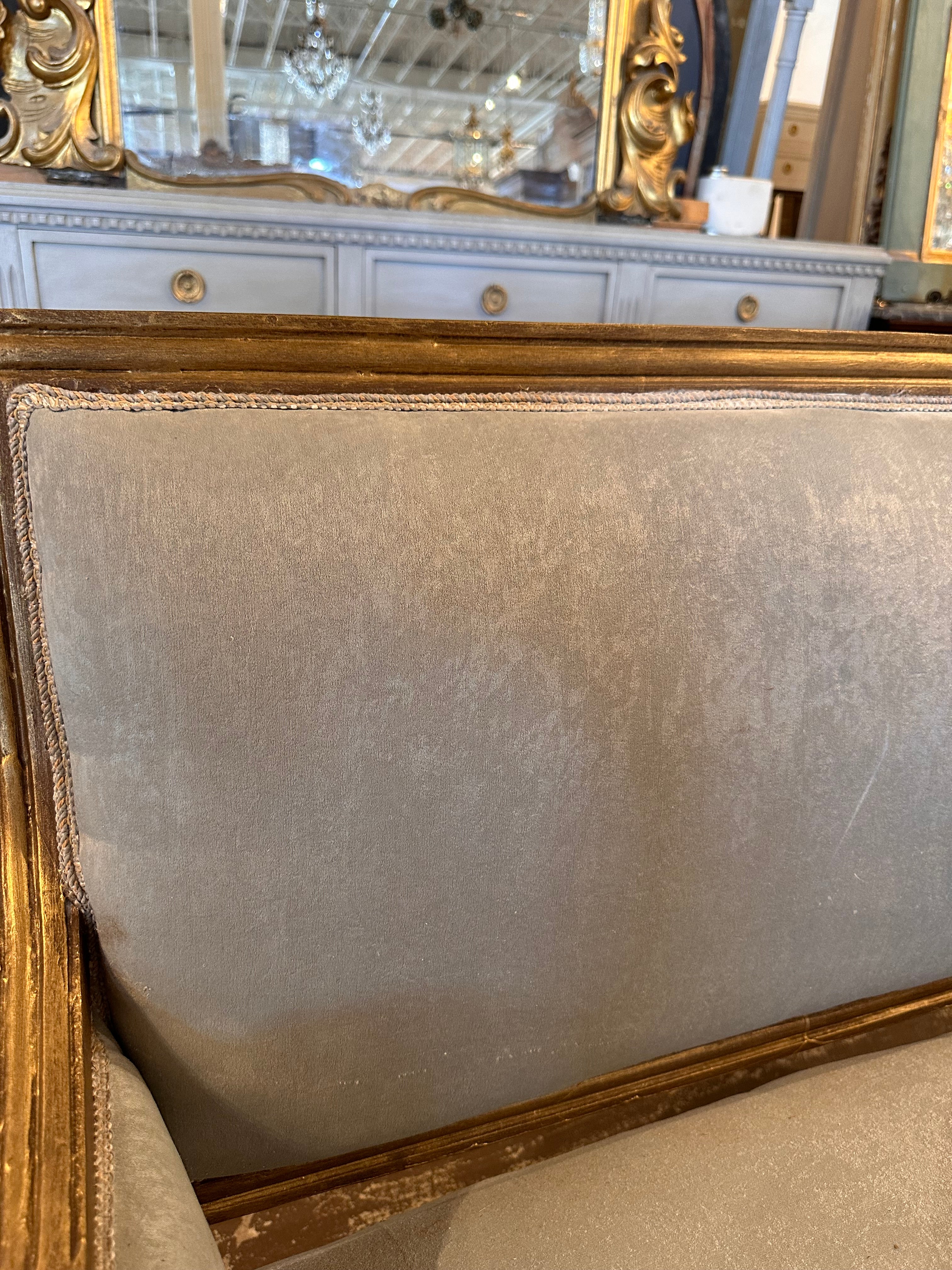 French Louis XVI Sofa with Grey Lavender Velvet Fabric - Image 4