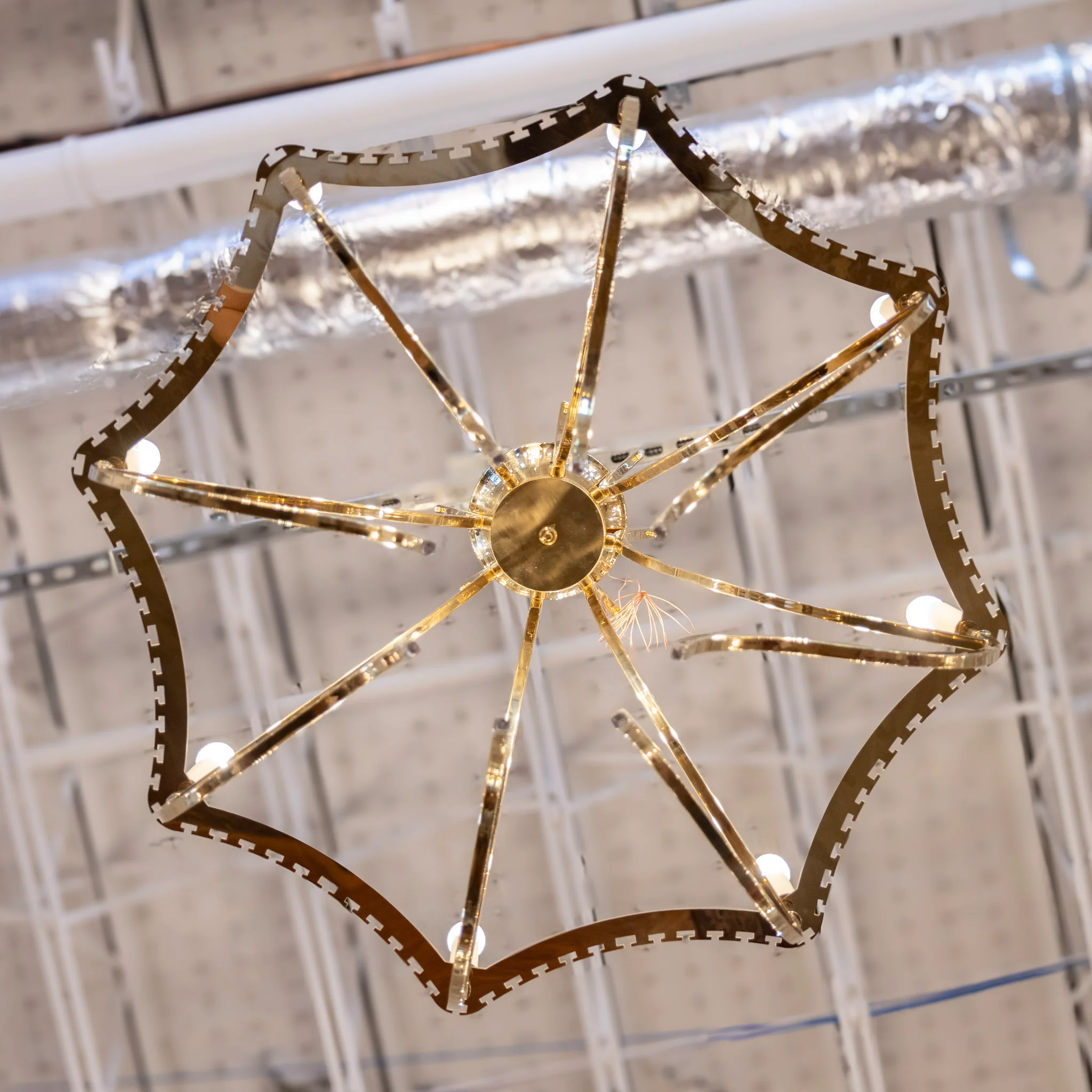 Modern Brass Cage Chandelier - Image 4