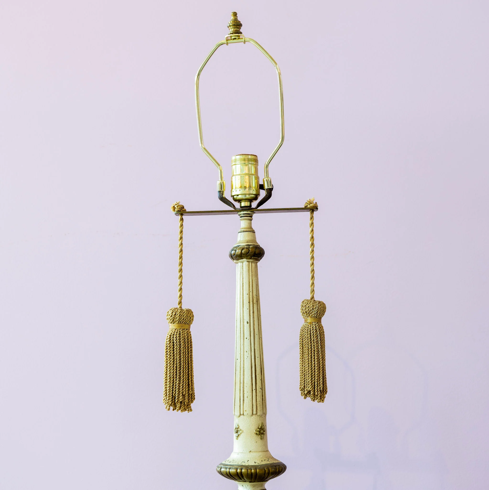 French Neoclassical Column Lamp – Ivory with Gold Tassel Pulls - Image 2
