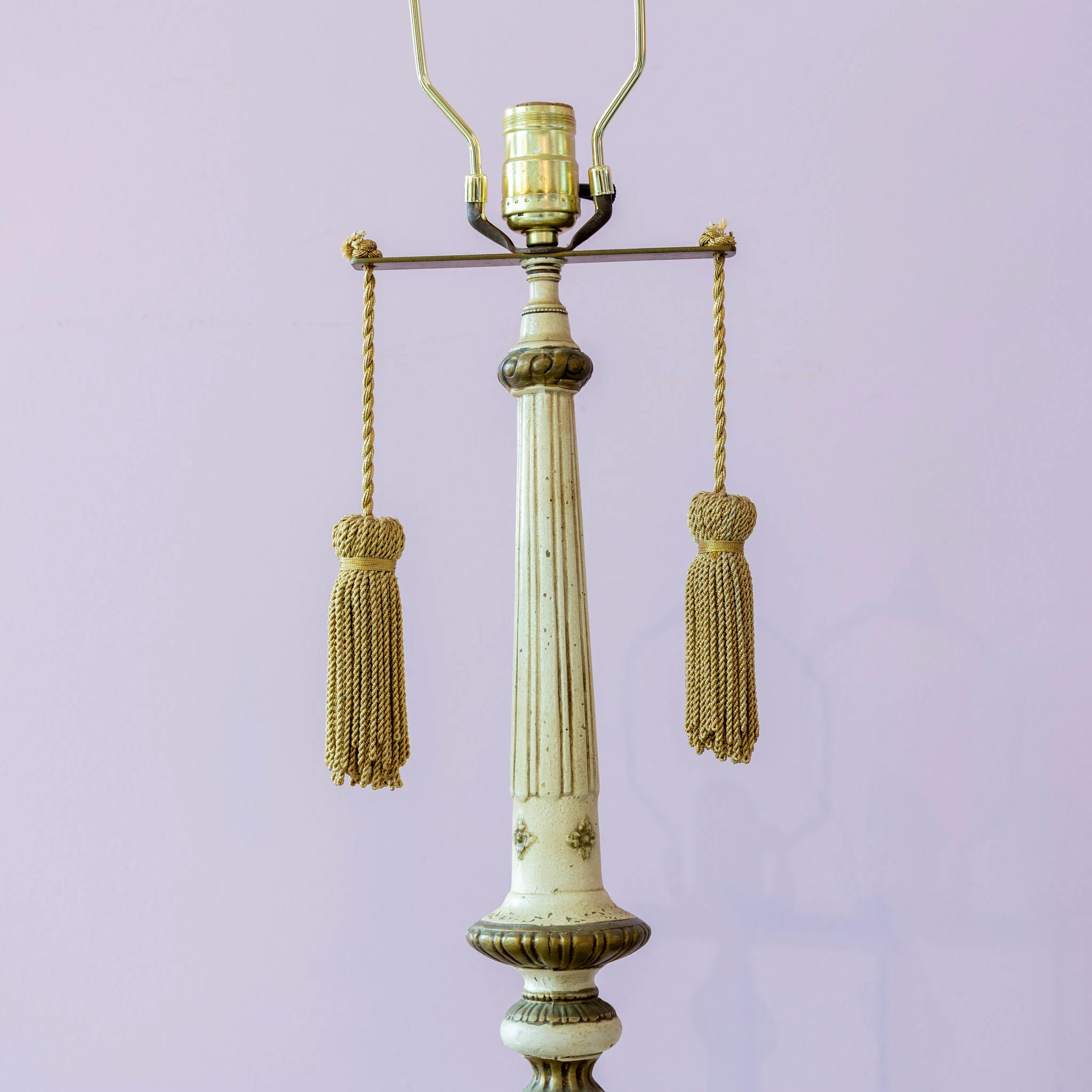 French Neoclassical Column Lamp – Ivory with Gold Tassel Pulls - Image 4
