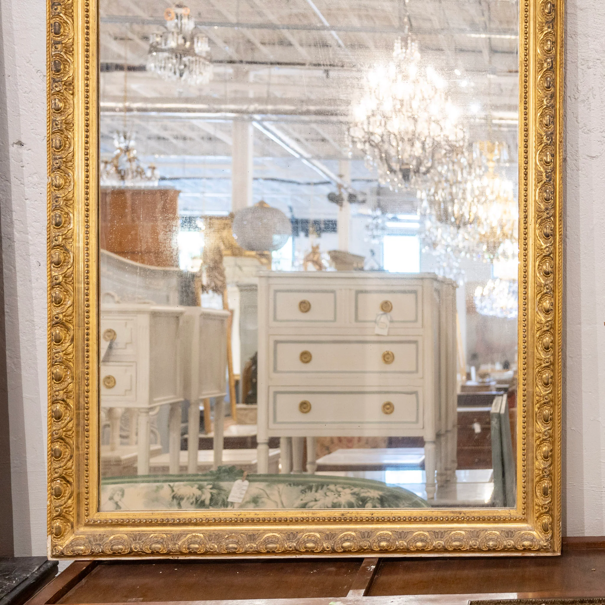 French Gold Ornate Mirror — Light Foxing & Shell Crest - Image 3