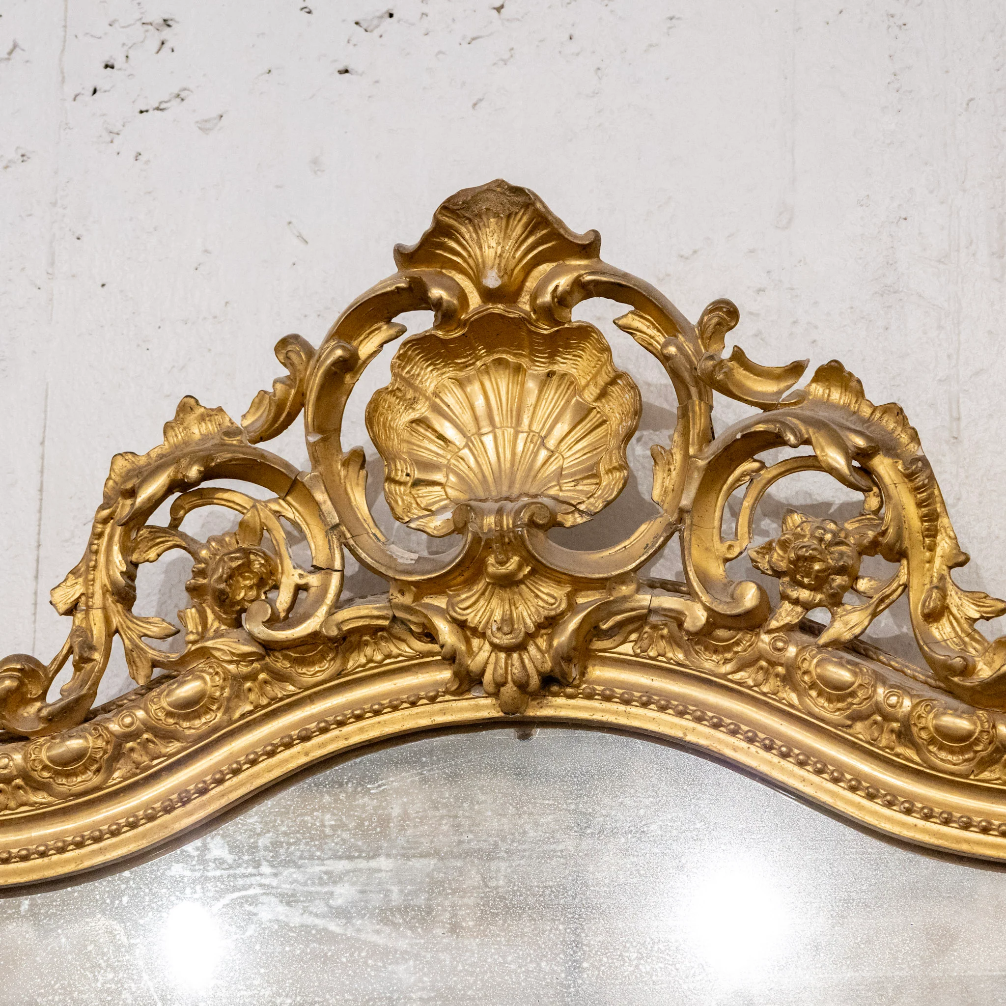 French Gold Ornate Mirror — Light Foxing & Shell Crest - Image 5