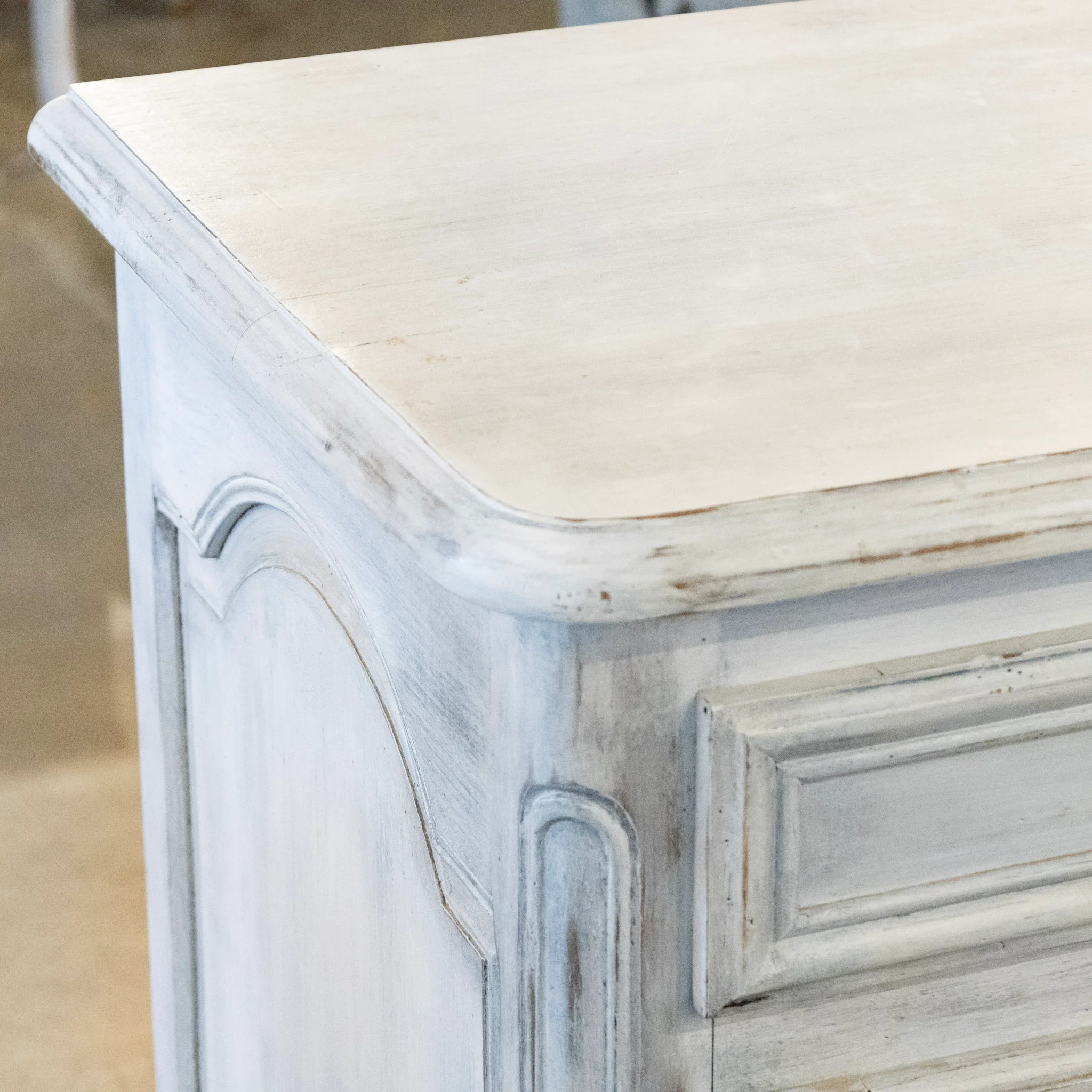 French Painted Sideboard – Distressed White & Light Blue Finish - Image 10